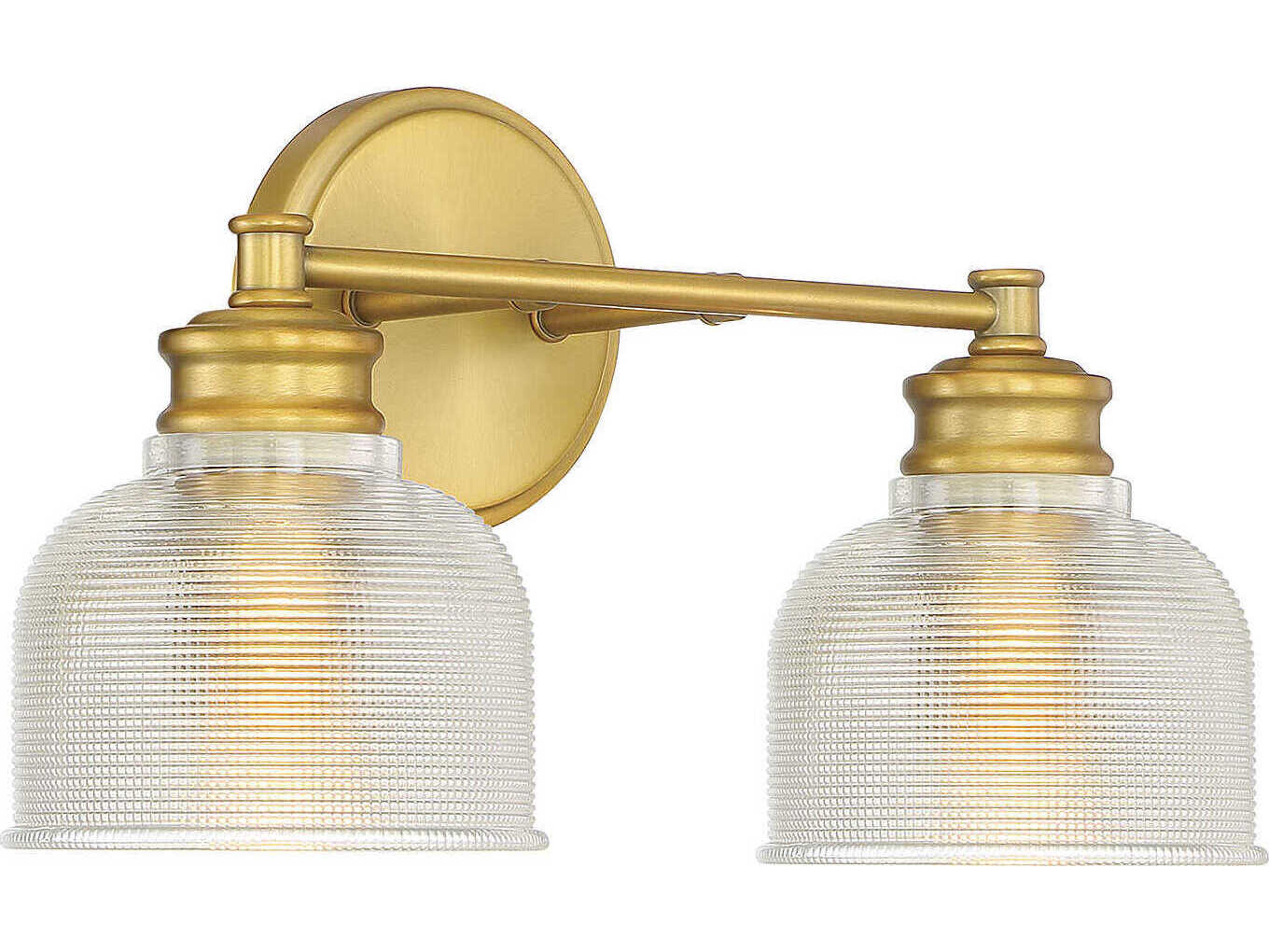 Savoy House Meridian 2-Light Natural Brass Glass Vanity Light