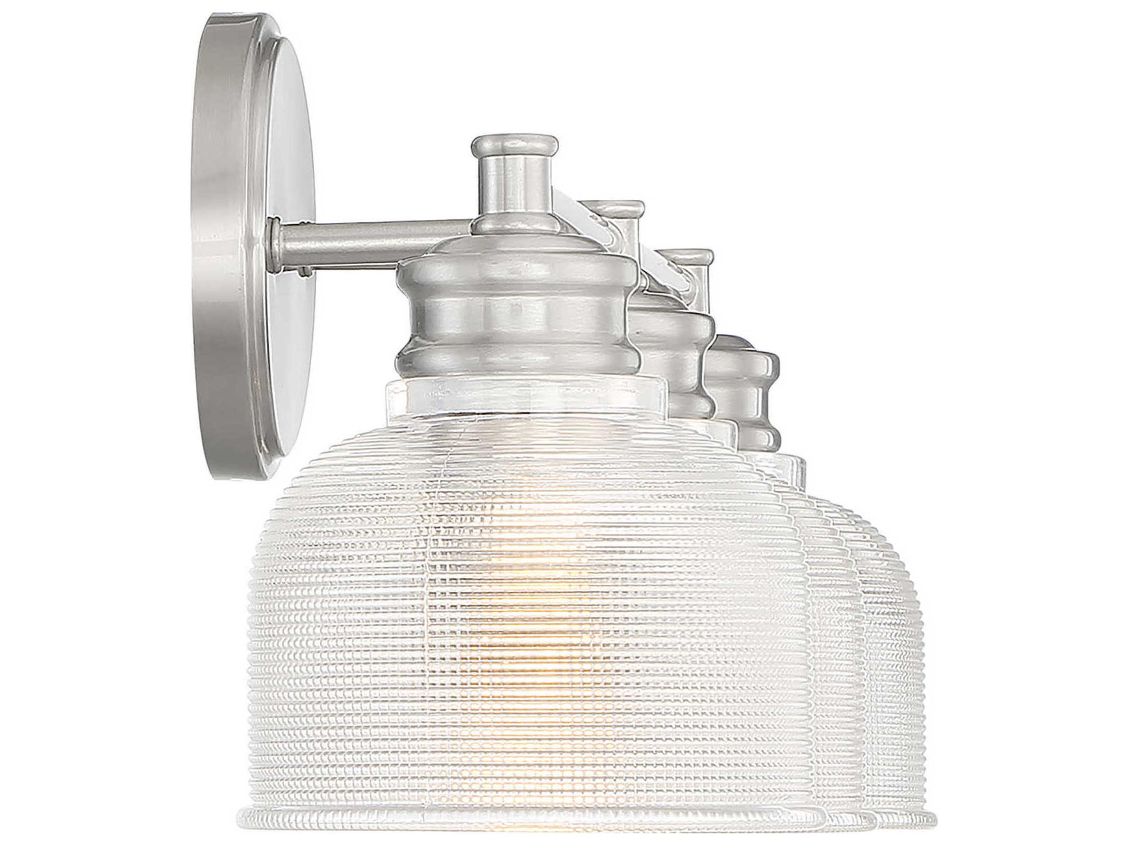 Savoy House Meridian 3-Light Brushed Nickel Glass Vanity Light