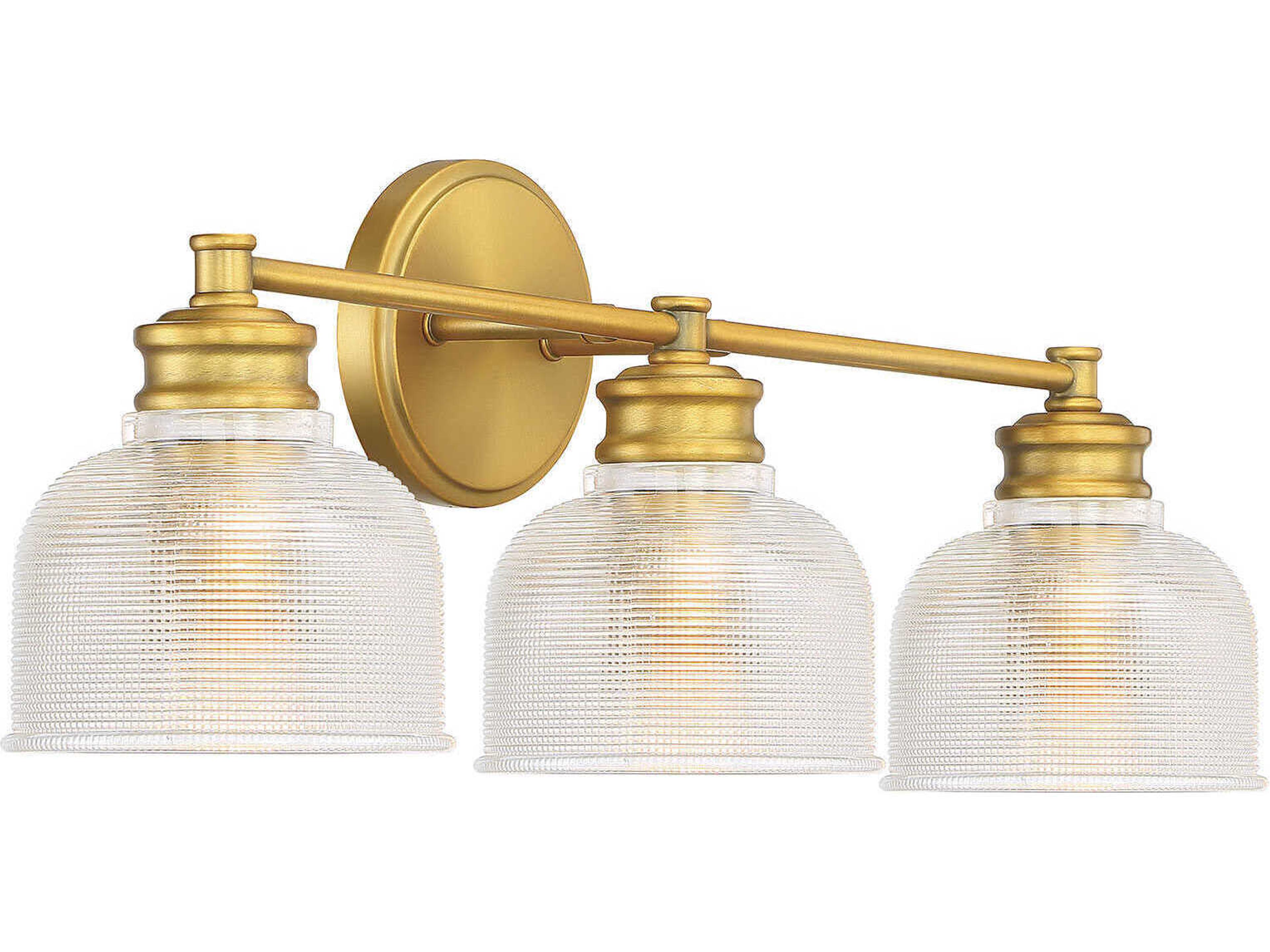 Savoy House Meridian 3-Light Natural Brass Glass Vanity Light