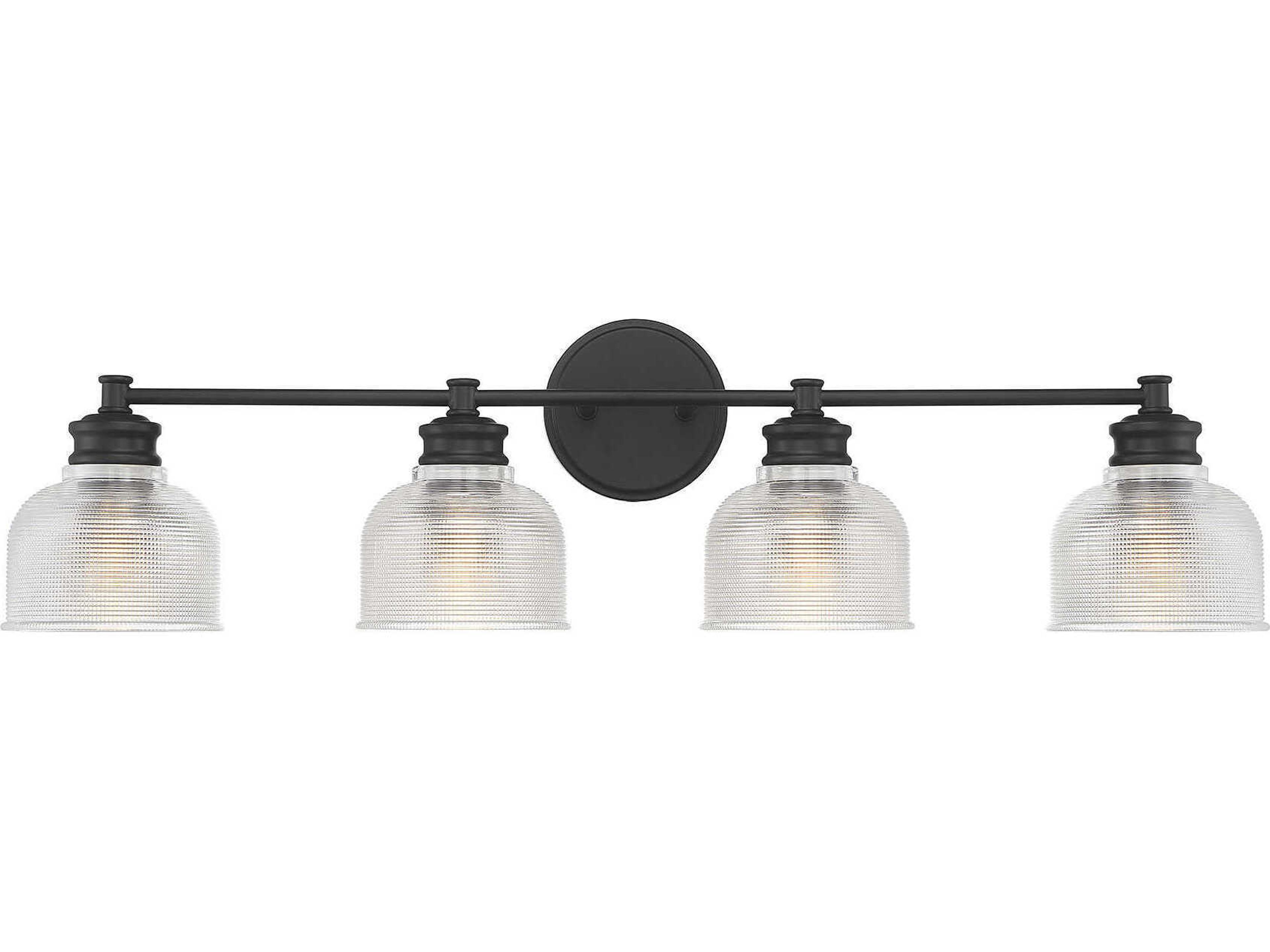 Meridian 4-Light Matte Black Glass Vanity Light