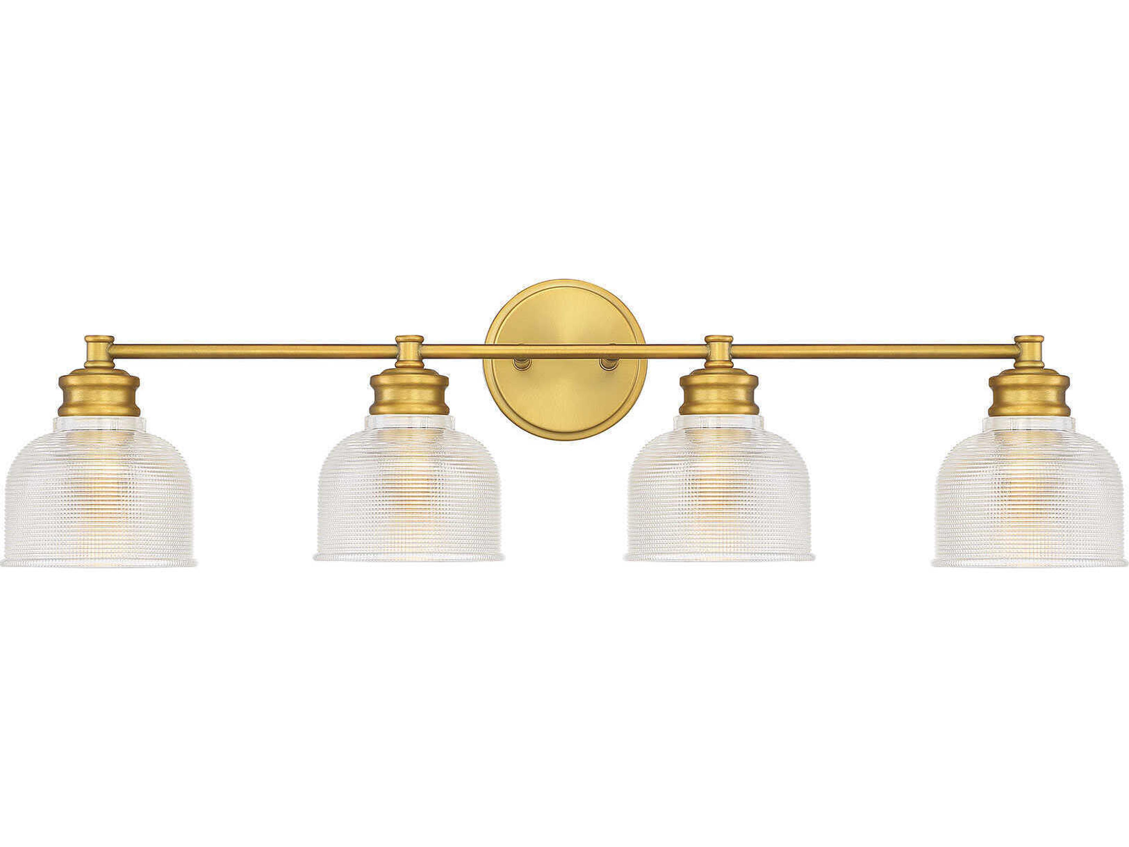 Meridian 4-Light Natural Brass Glass Vanity Light