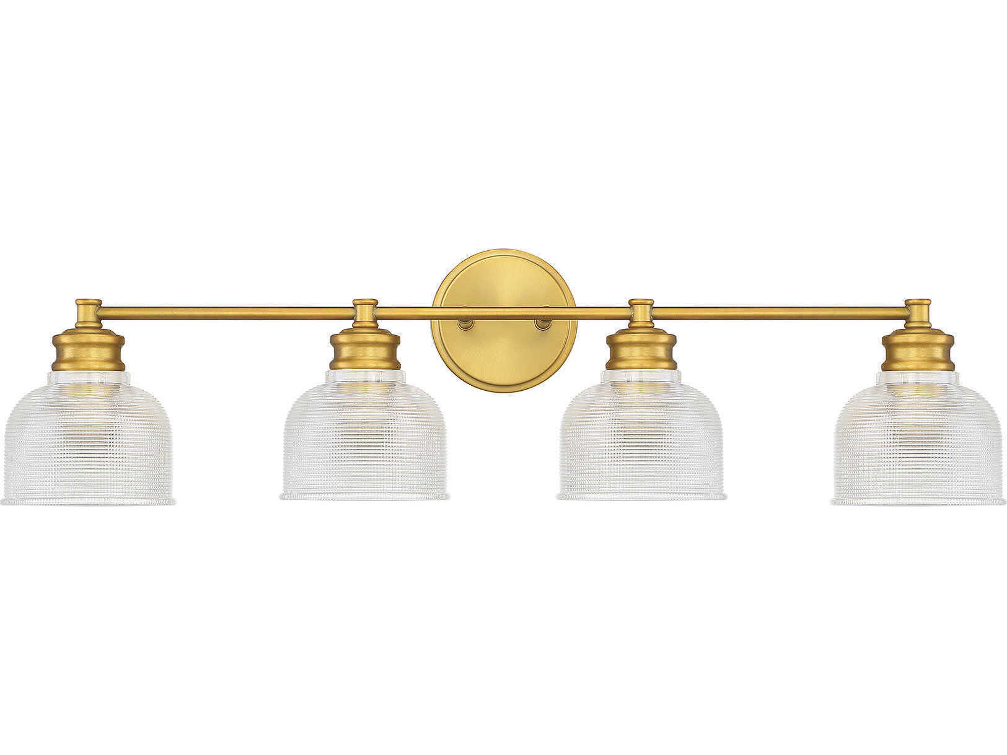 Savoy House Meridian 4-Light Natural Brass Glass Vanity Light