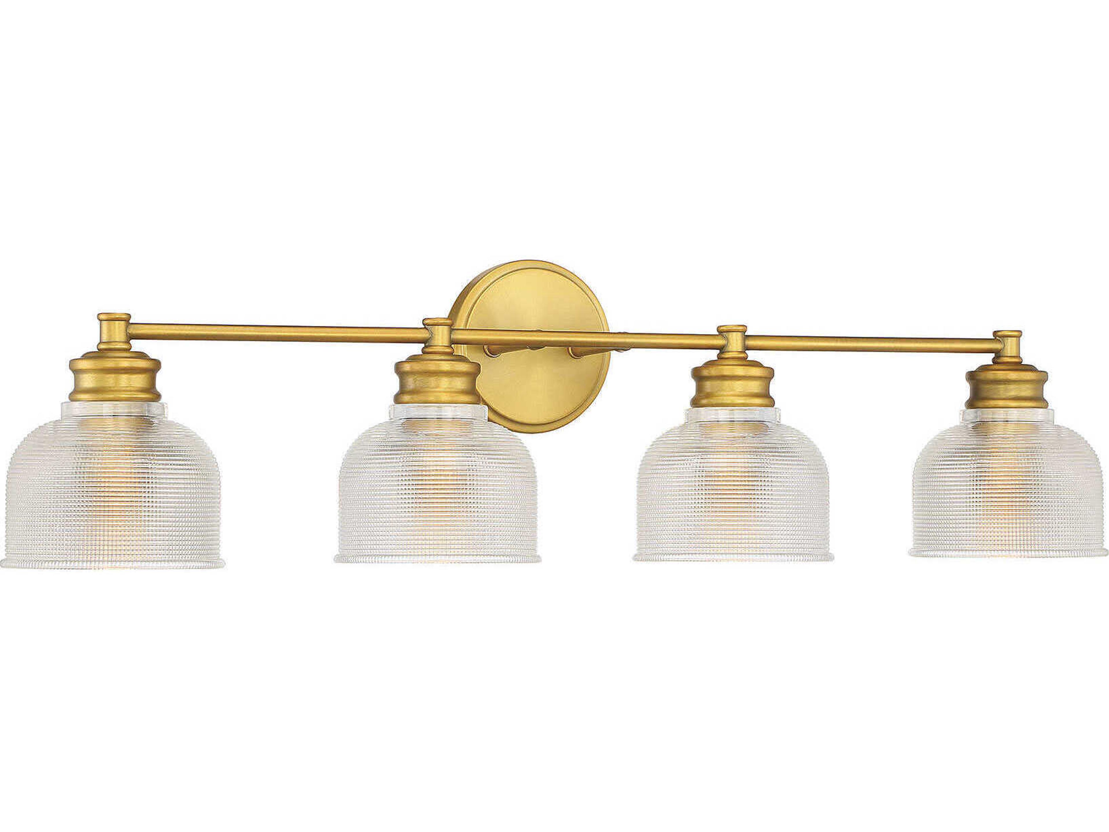 Savoy House Meridian 4-Light Natural Brass Glass Vanity Light