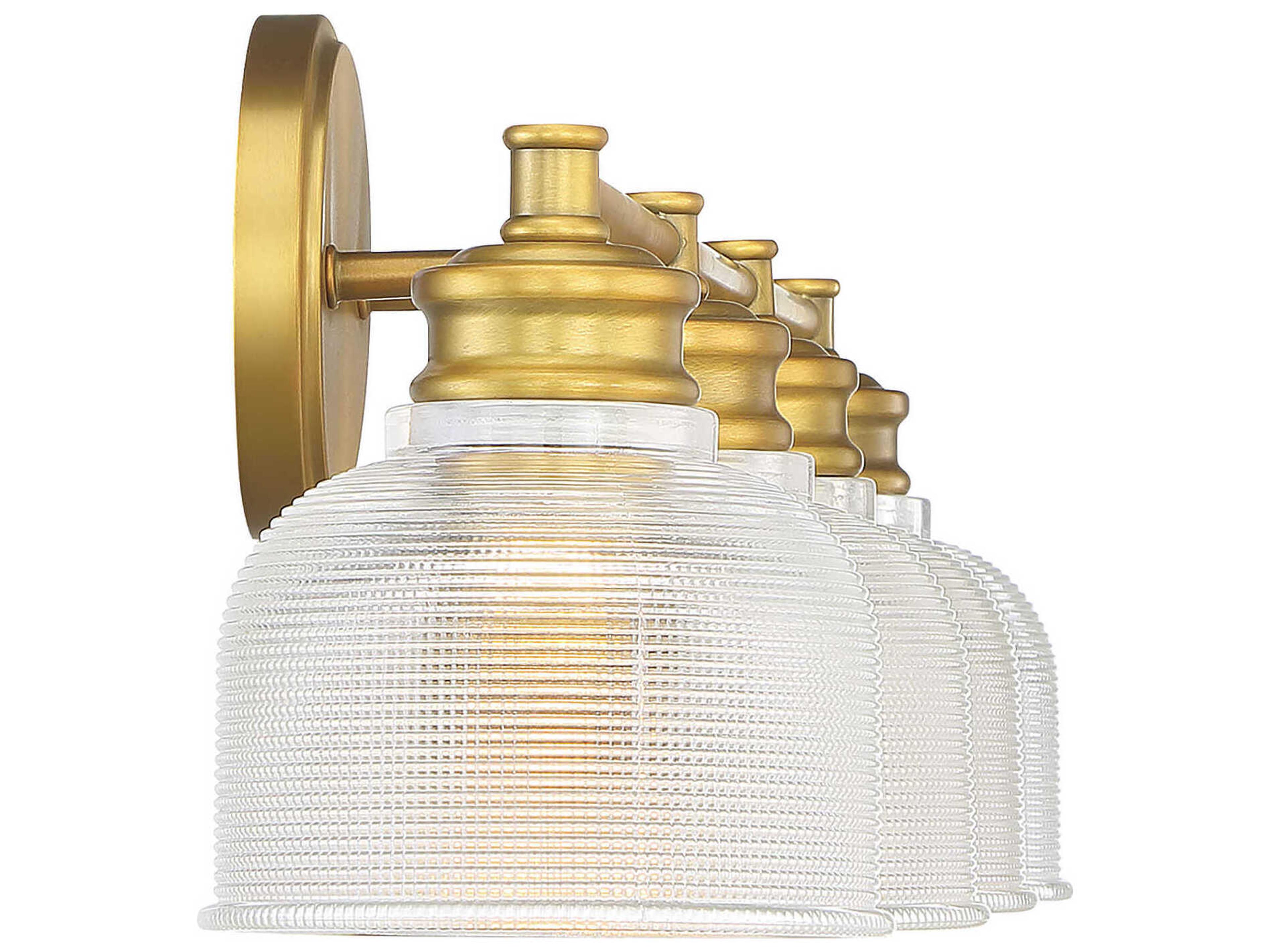 Savoy House Meridian 4-Light Natural Brass Glass Vanity Light