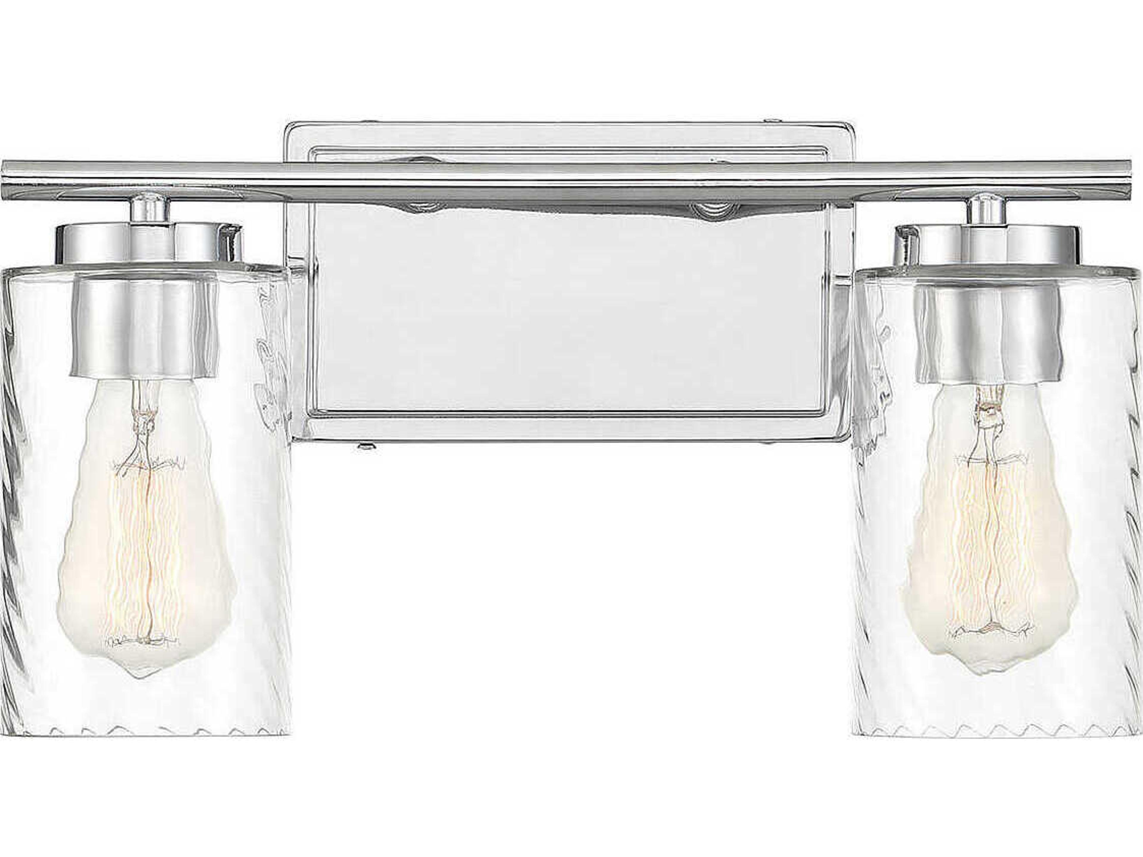 Meridian 2-Light Chrome Glass Vanity Light