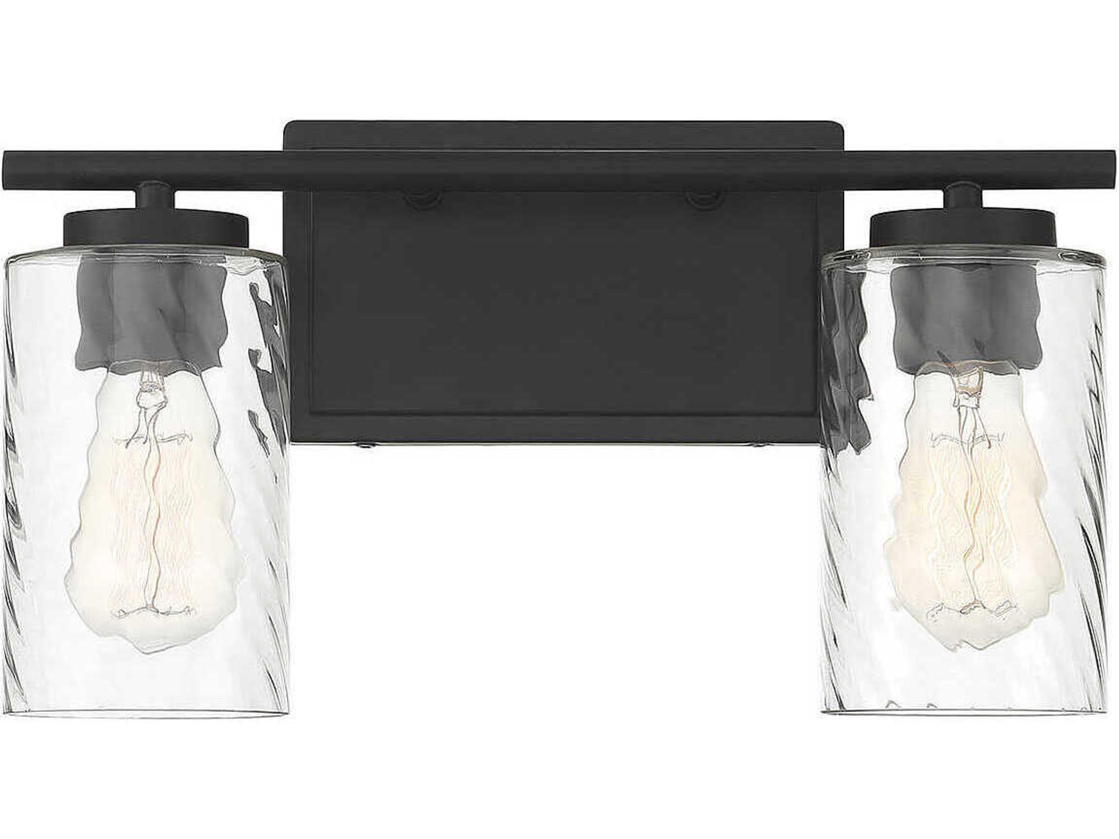 Meridian 2-Light Matte Black Glass Vanity Light