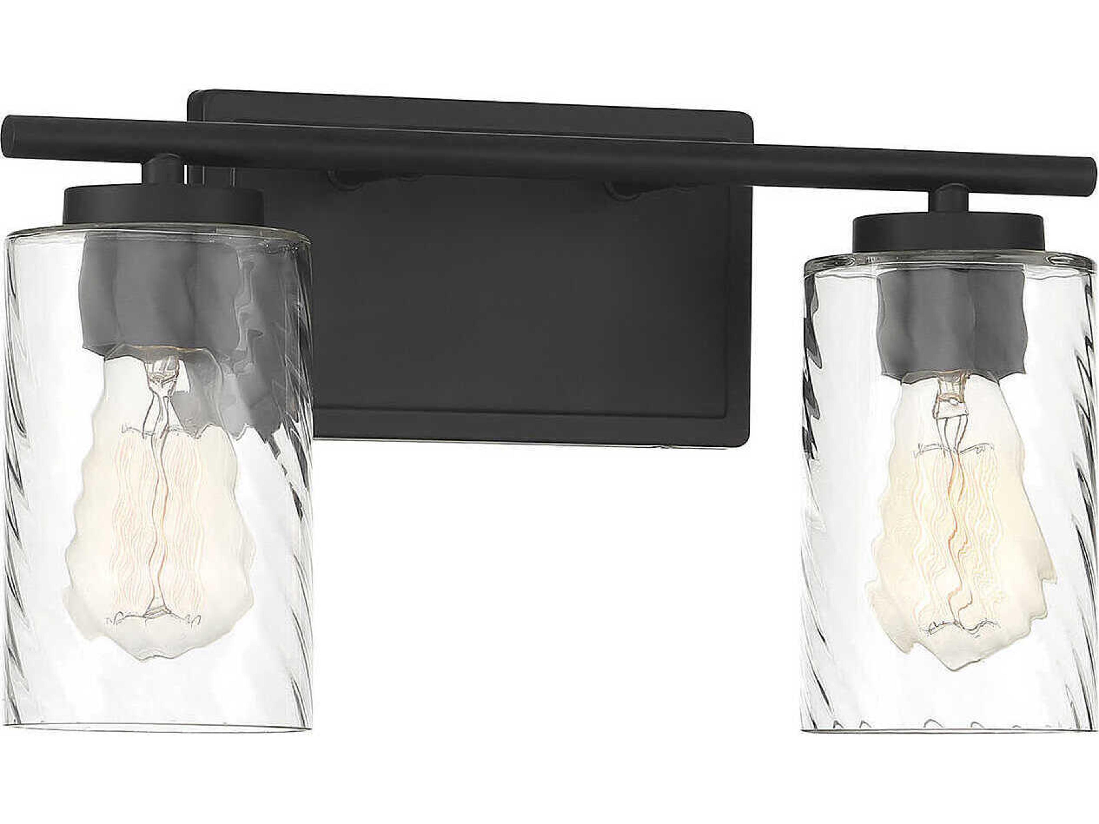 Savoy House Meridian 2-Light Matte Black Glass Vanity Light