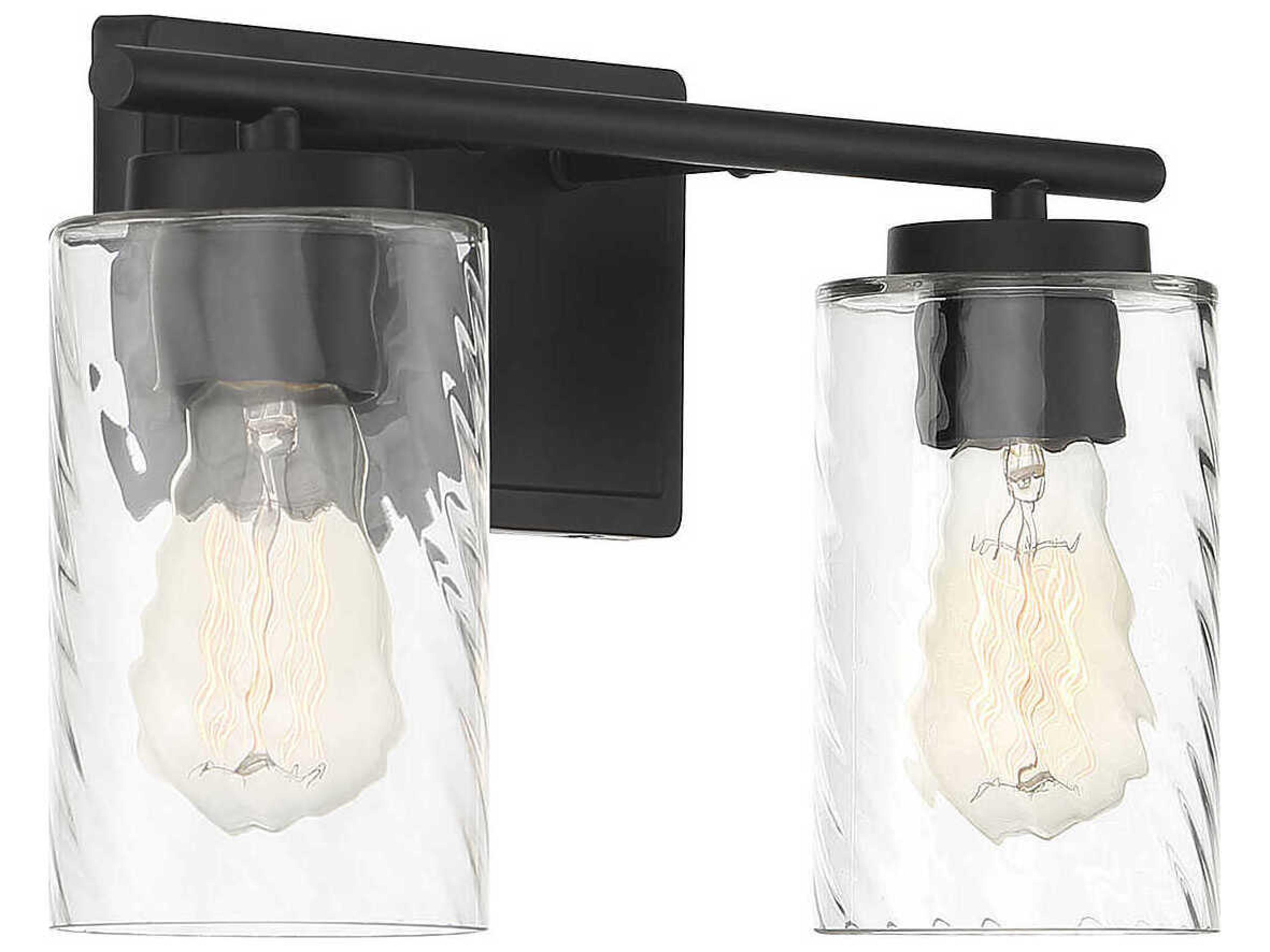 Savoy House Meridian 2-Light Matte Black Glass Vanity Light