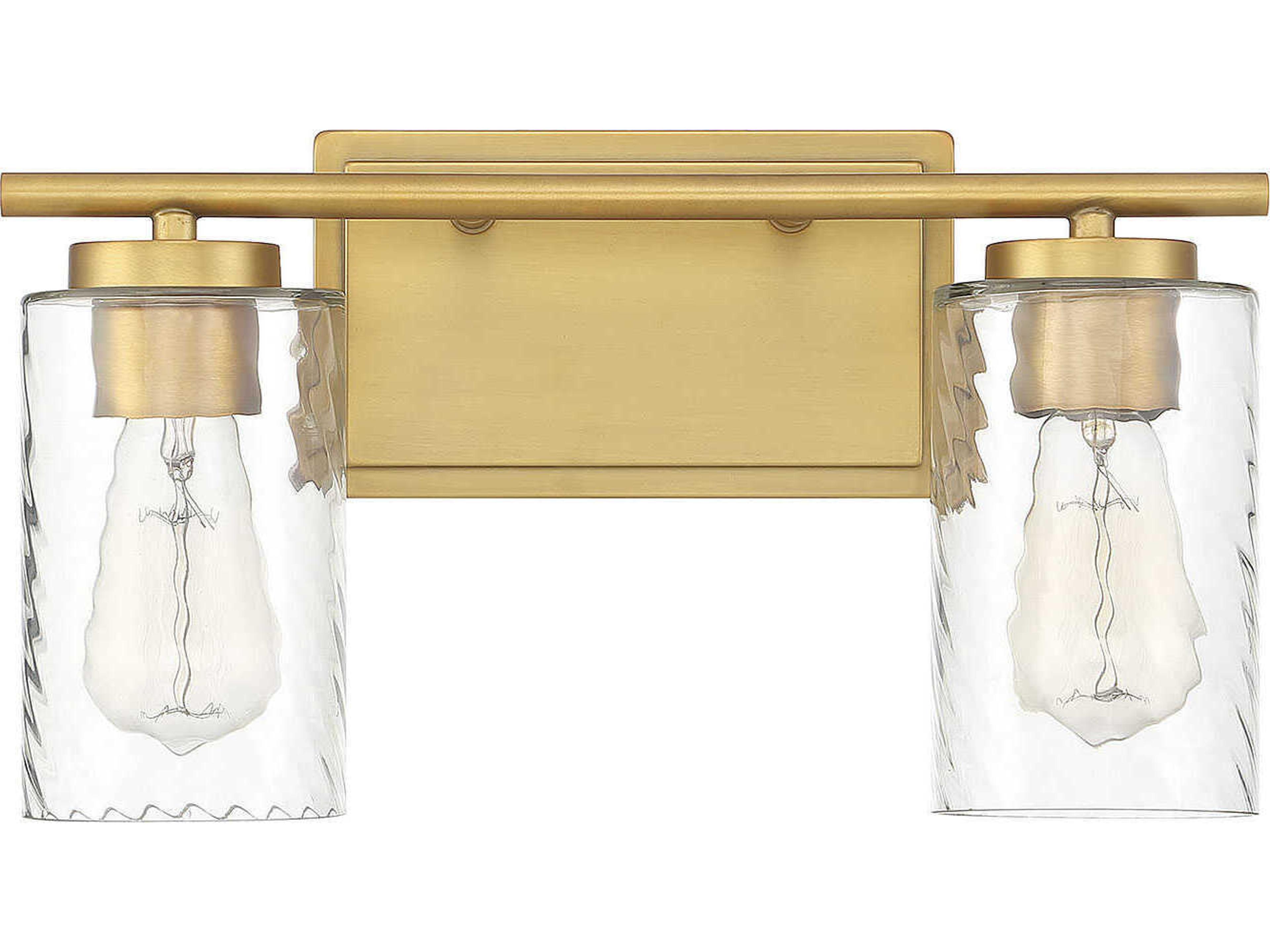Savoy House Meridian 2-Light Natural Brass Glass Vanity Light