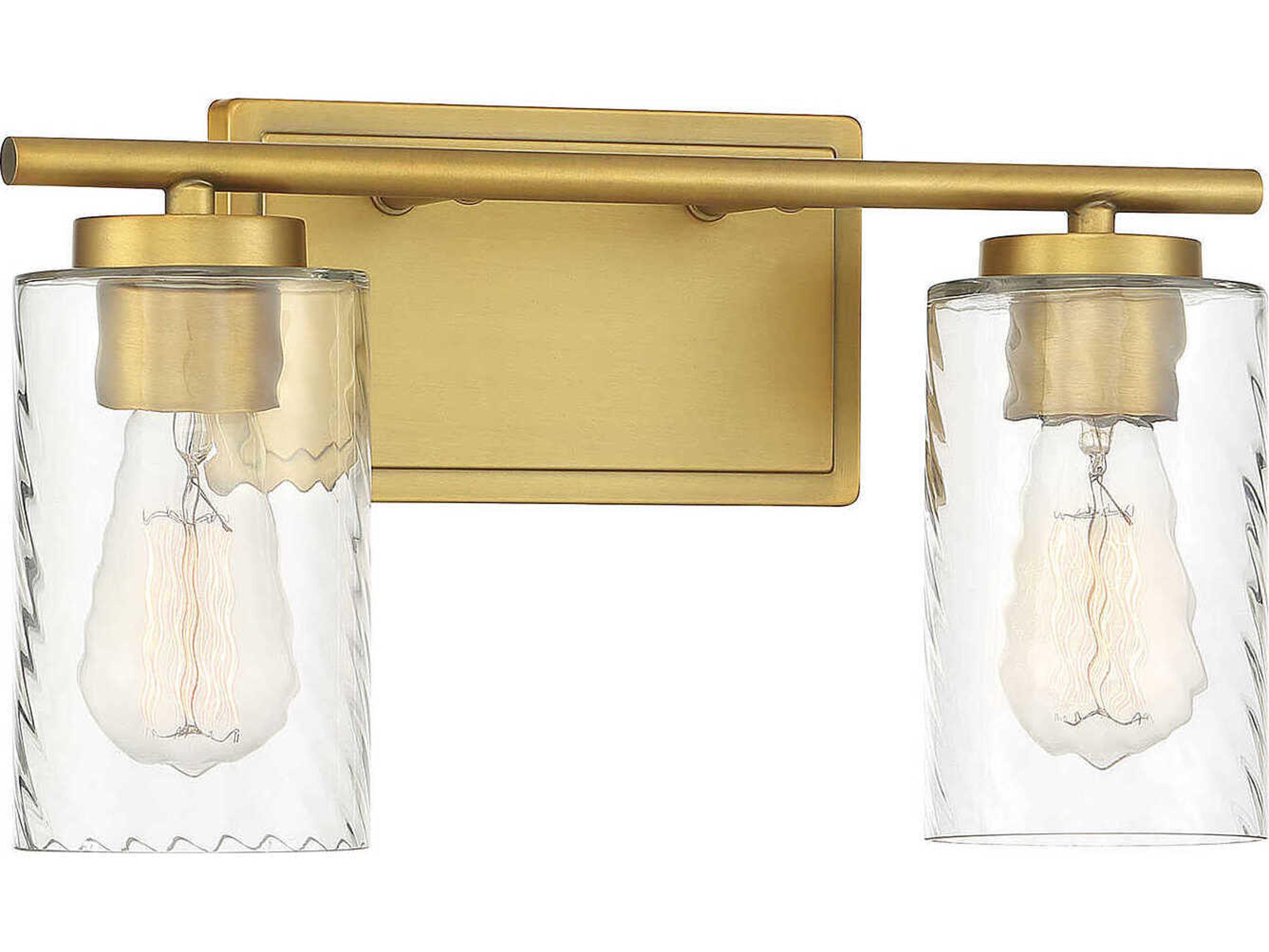 Savoy House Meridian 2-Light Natural Brass Glass Vanity Light