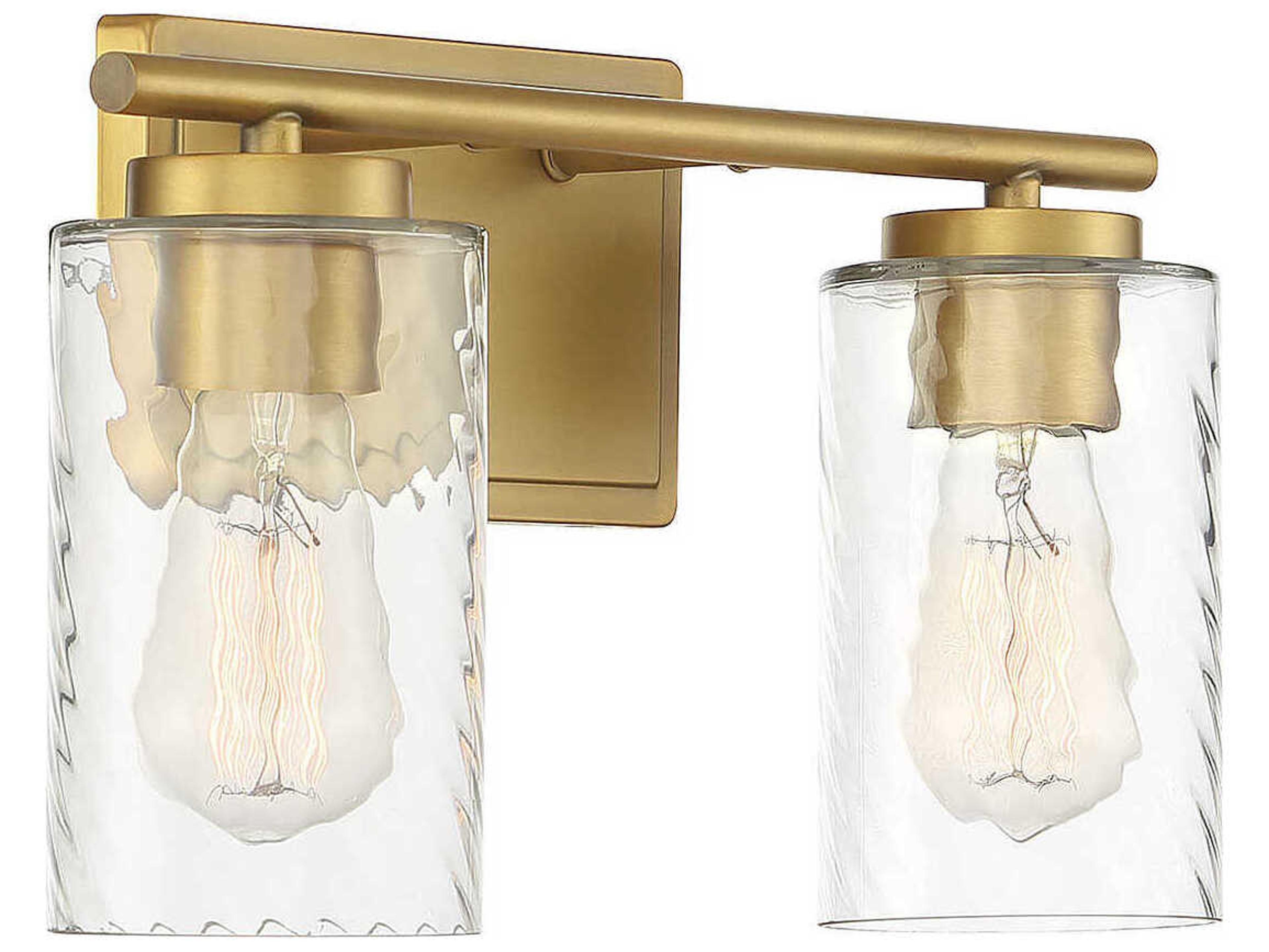 Savoy House Meridian 2-Light Natural Brass Glass Vanity Light