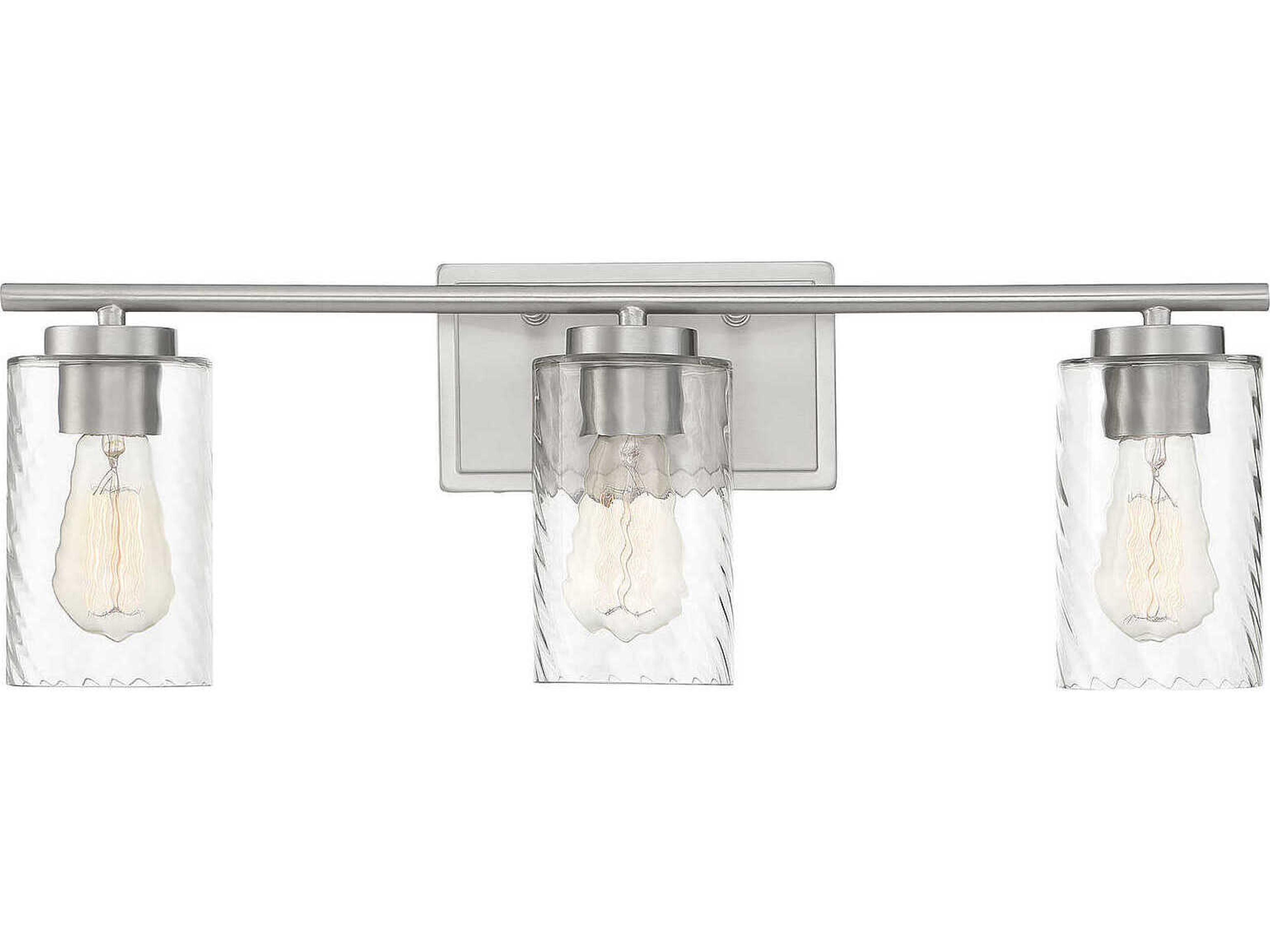 Meridian 3-Light Brushed Nickel Glass Vanity Light