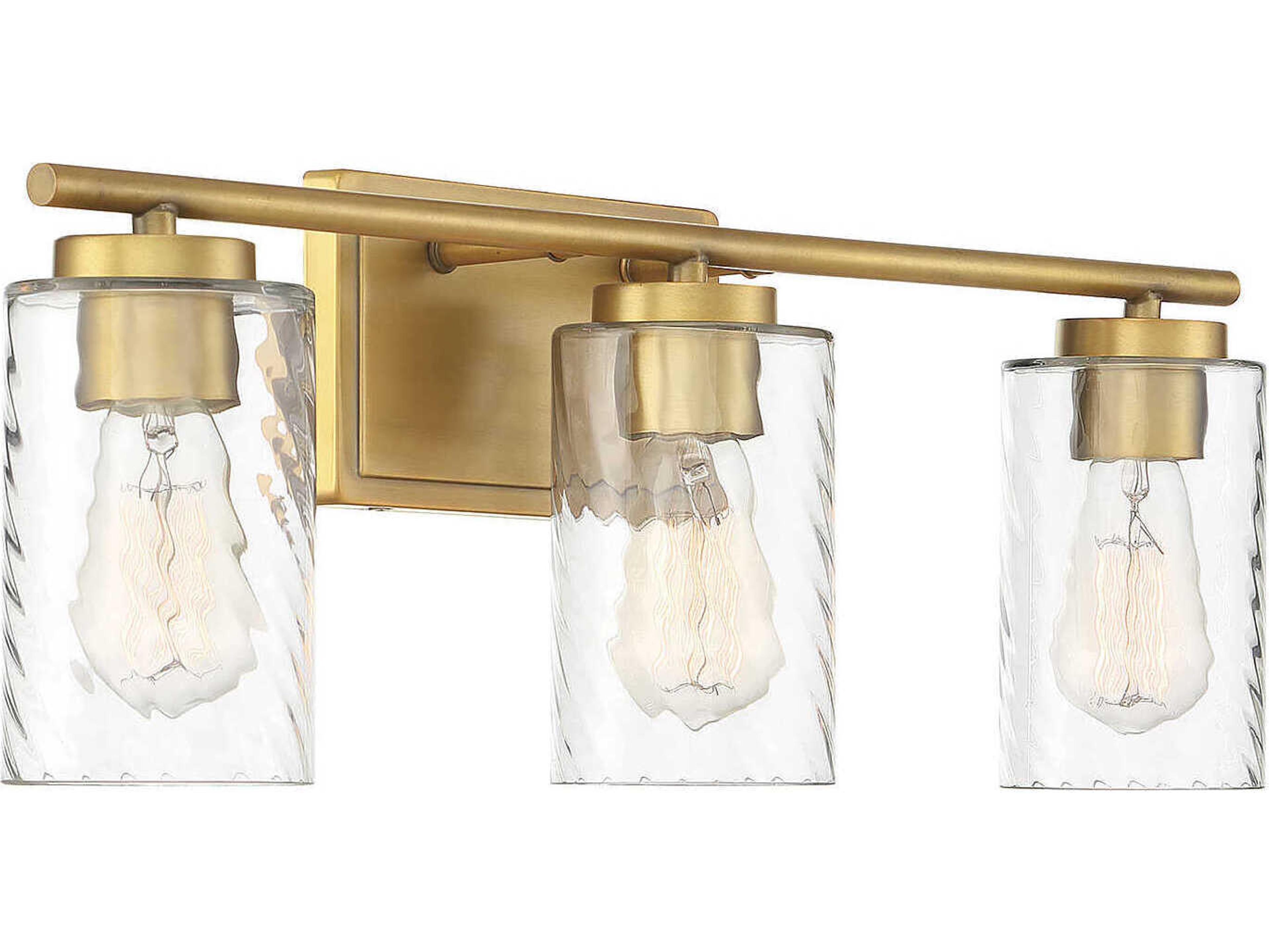 Savoy House Meridian 3-Light Natural Brass Glass Vanity Light