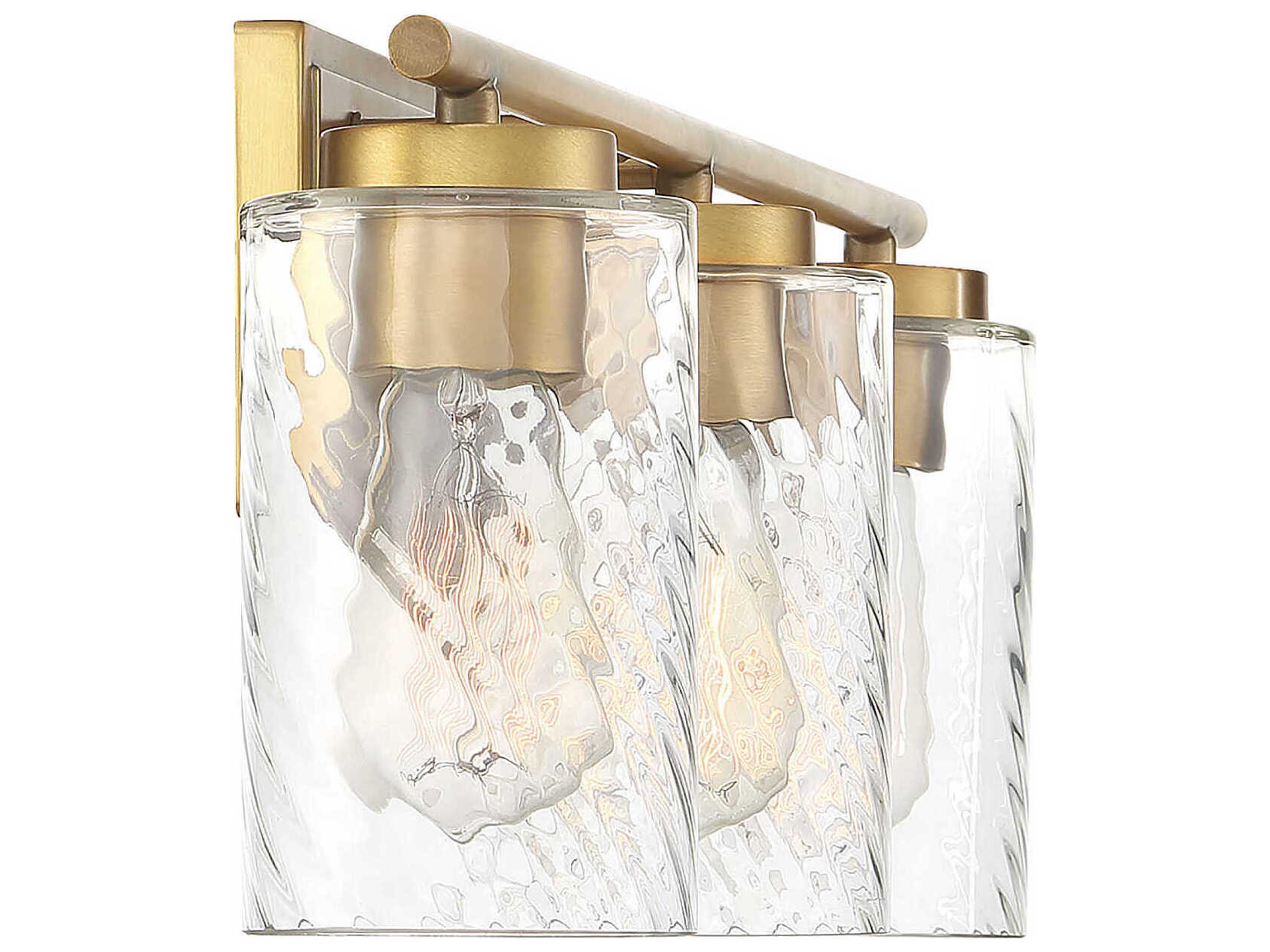 Savoy House Meridian 3-Light Natural Brass Glass Vanity Light