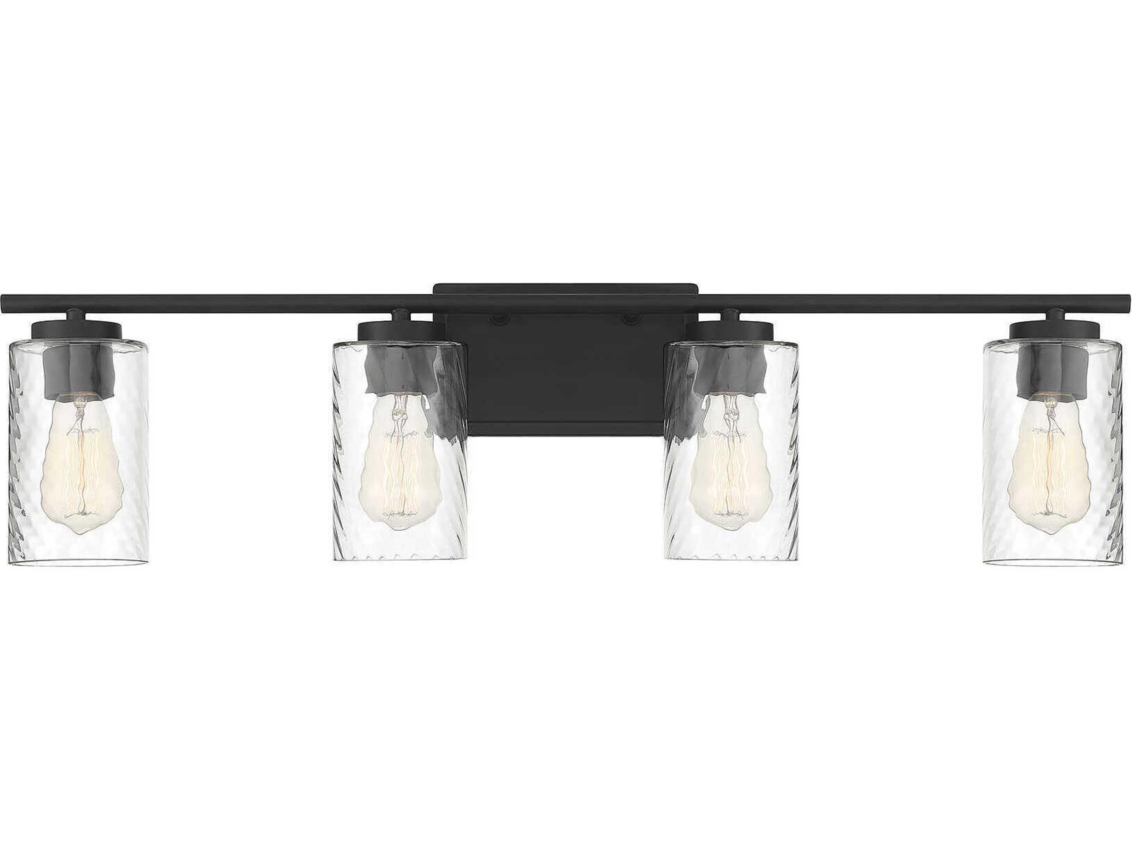 Meridian 4-Light Matte Black Glass Vanity Light