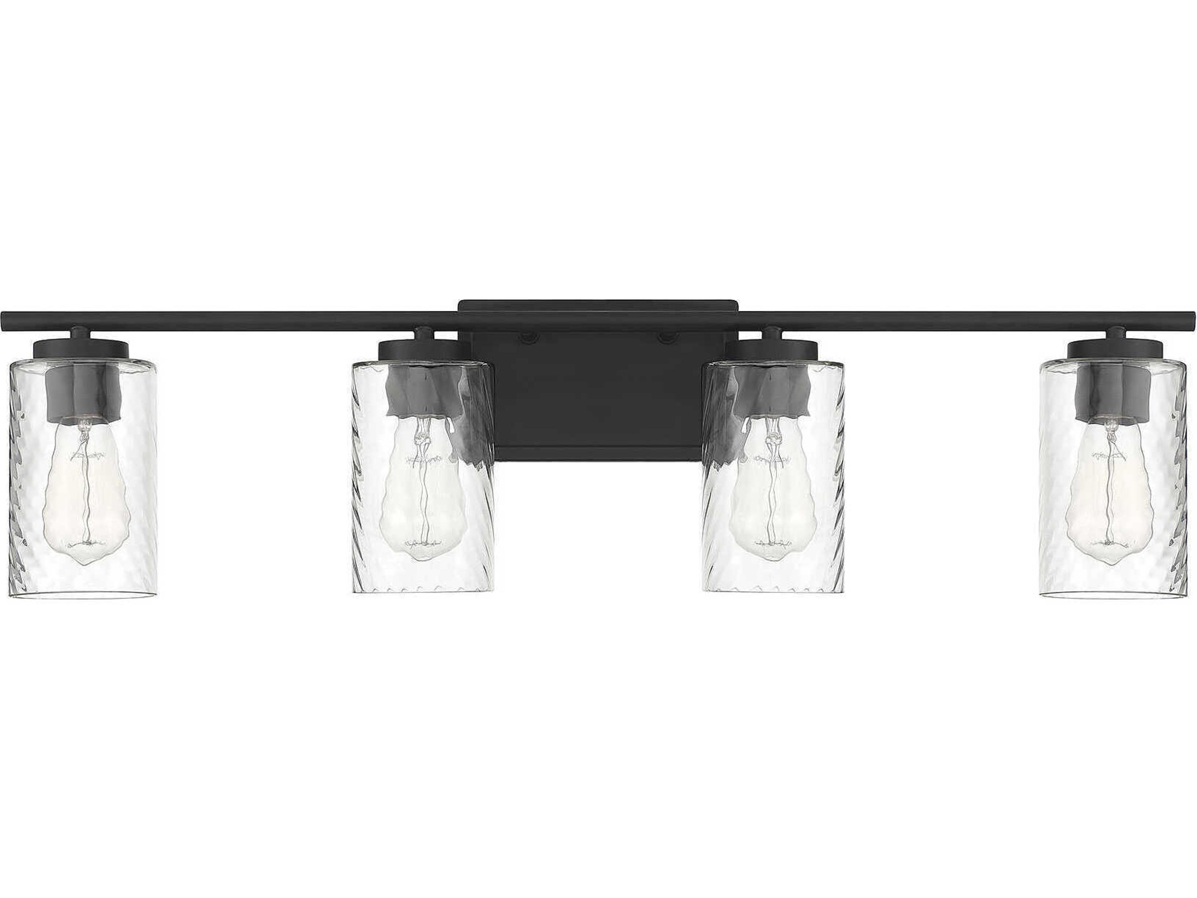 Savoy House Meridian 4-Light Matte Black Glass Vanity Light