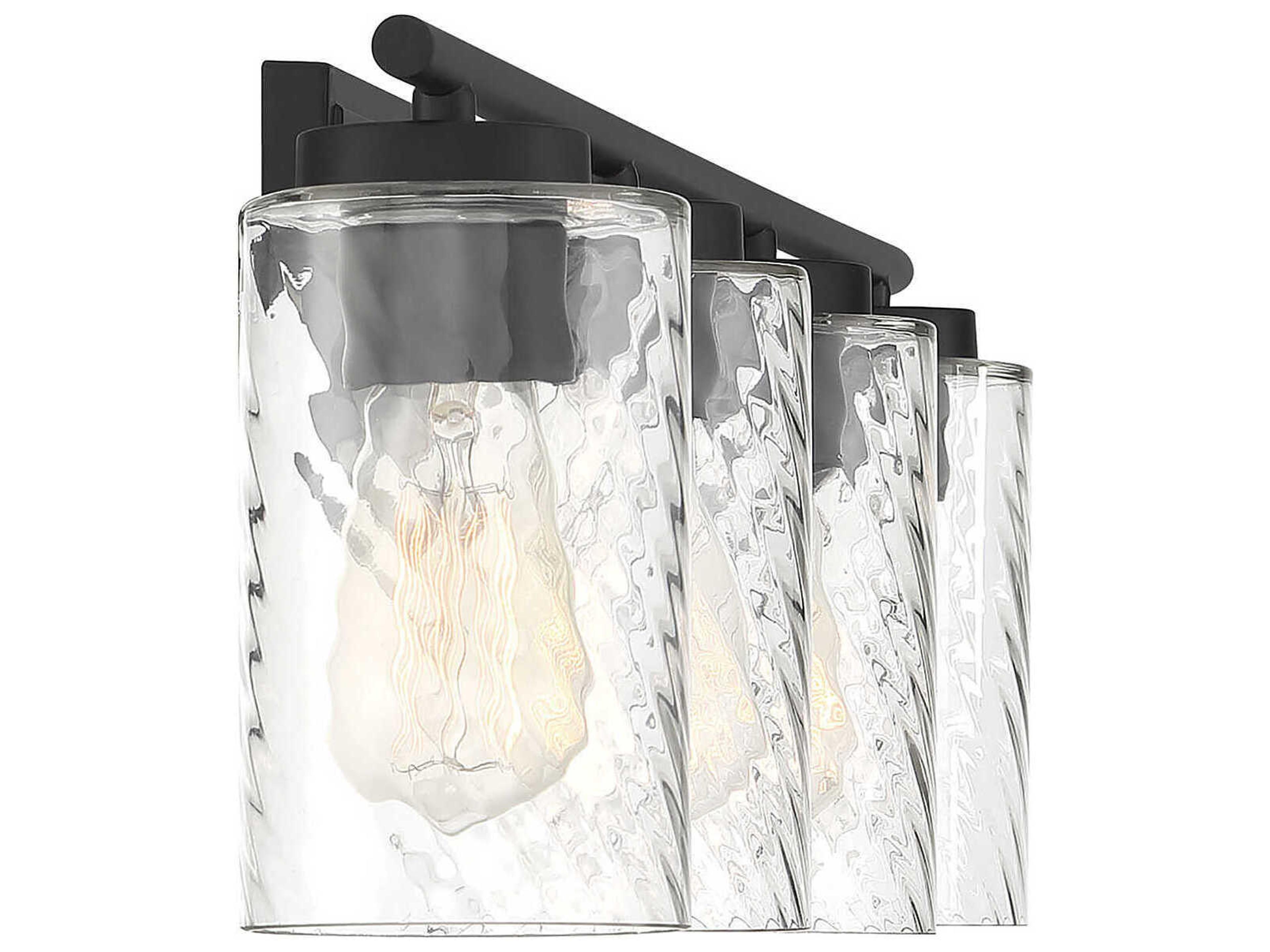 Savoy House Meridian 4-Light Matte Black Glass Vanity Light