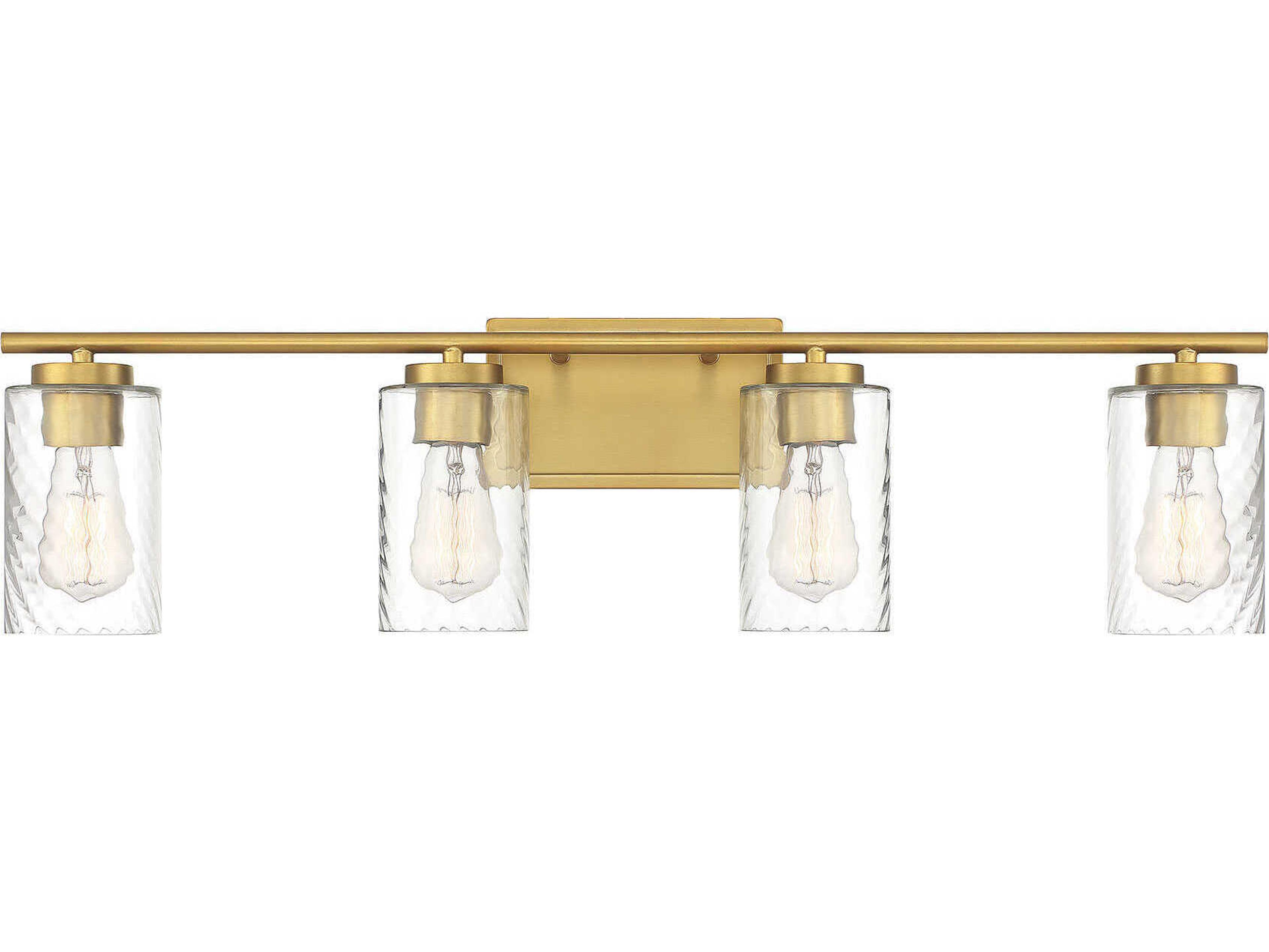 Meridian 4-Light Natural Brass Glass Vanity Light