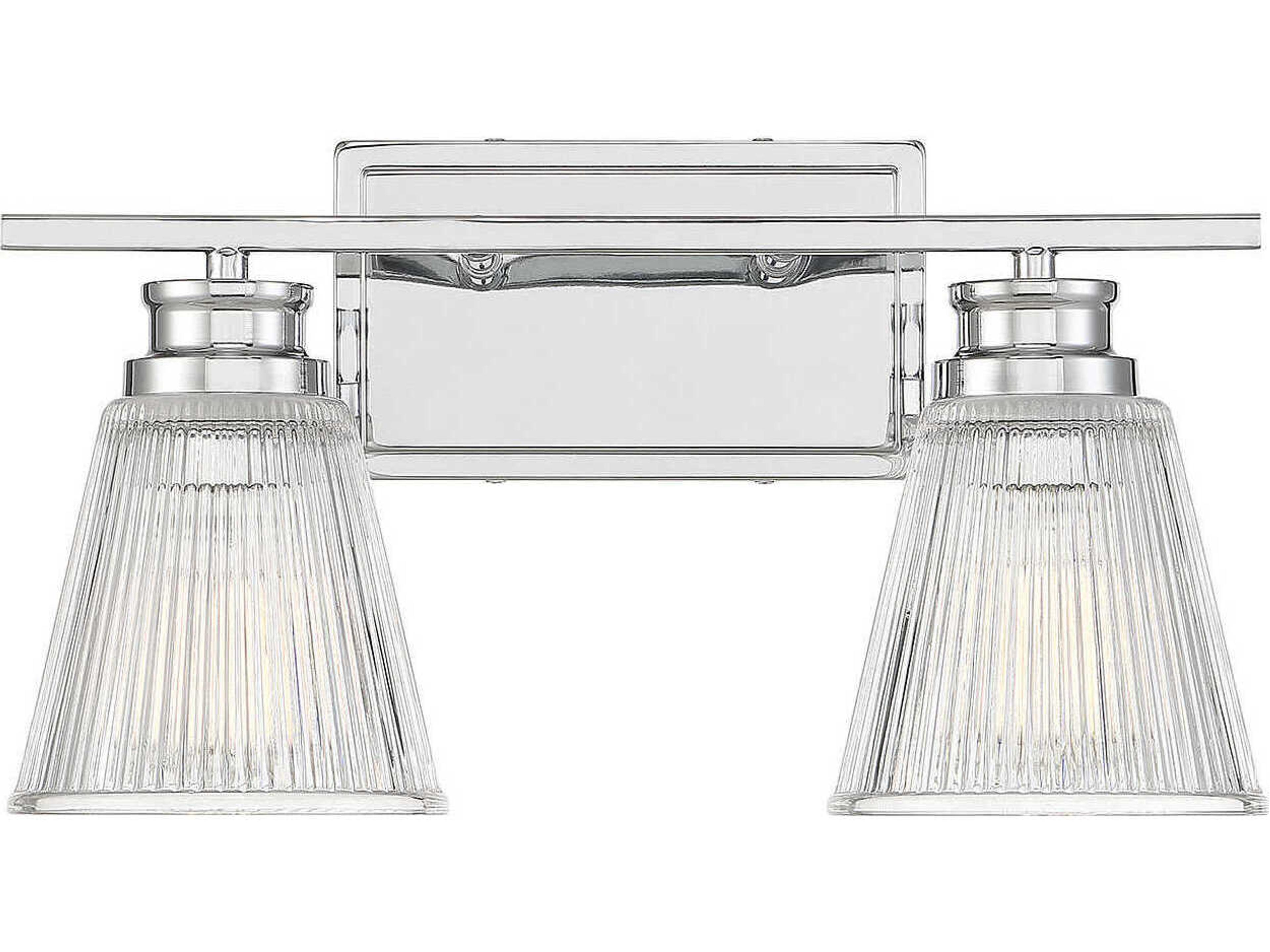 Meridian 2-Light Chrome Glass Vanity Light