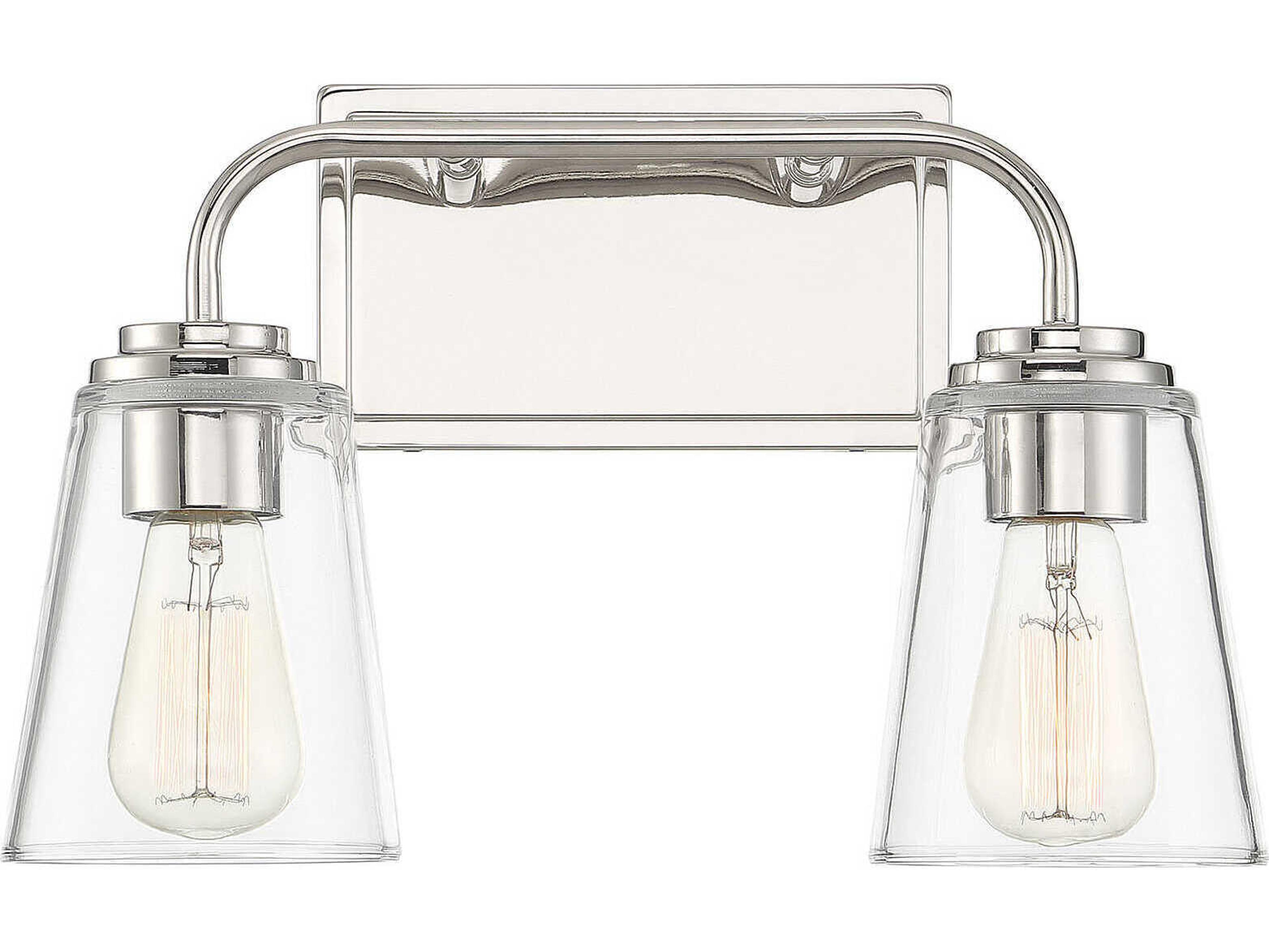 Meridian 2-Light Polished Nickel Glass Vanity Light