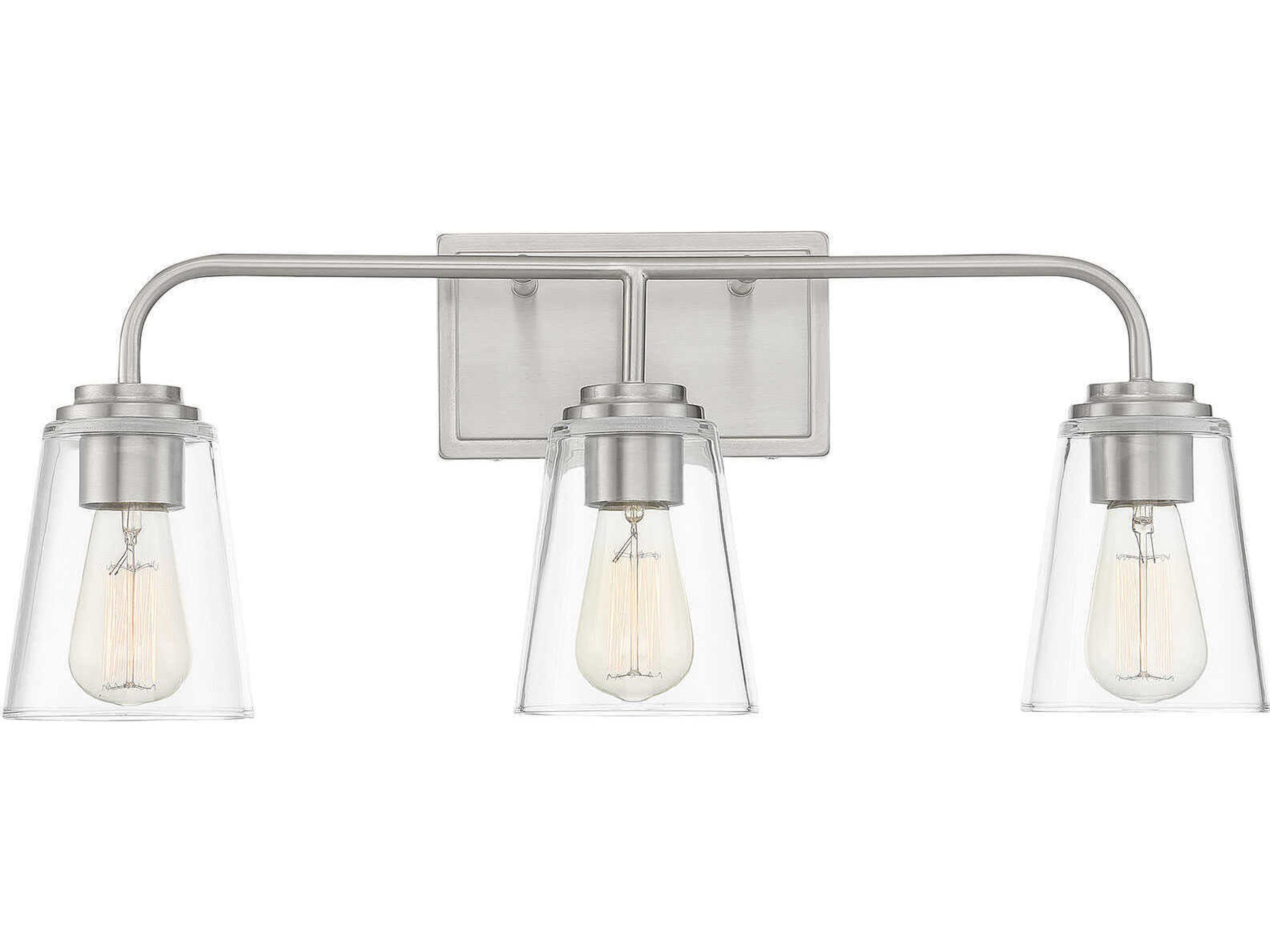 Meridian 3-Light Brushed Nickel Glass Vanity Light