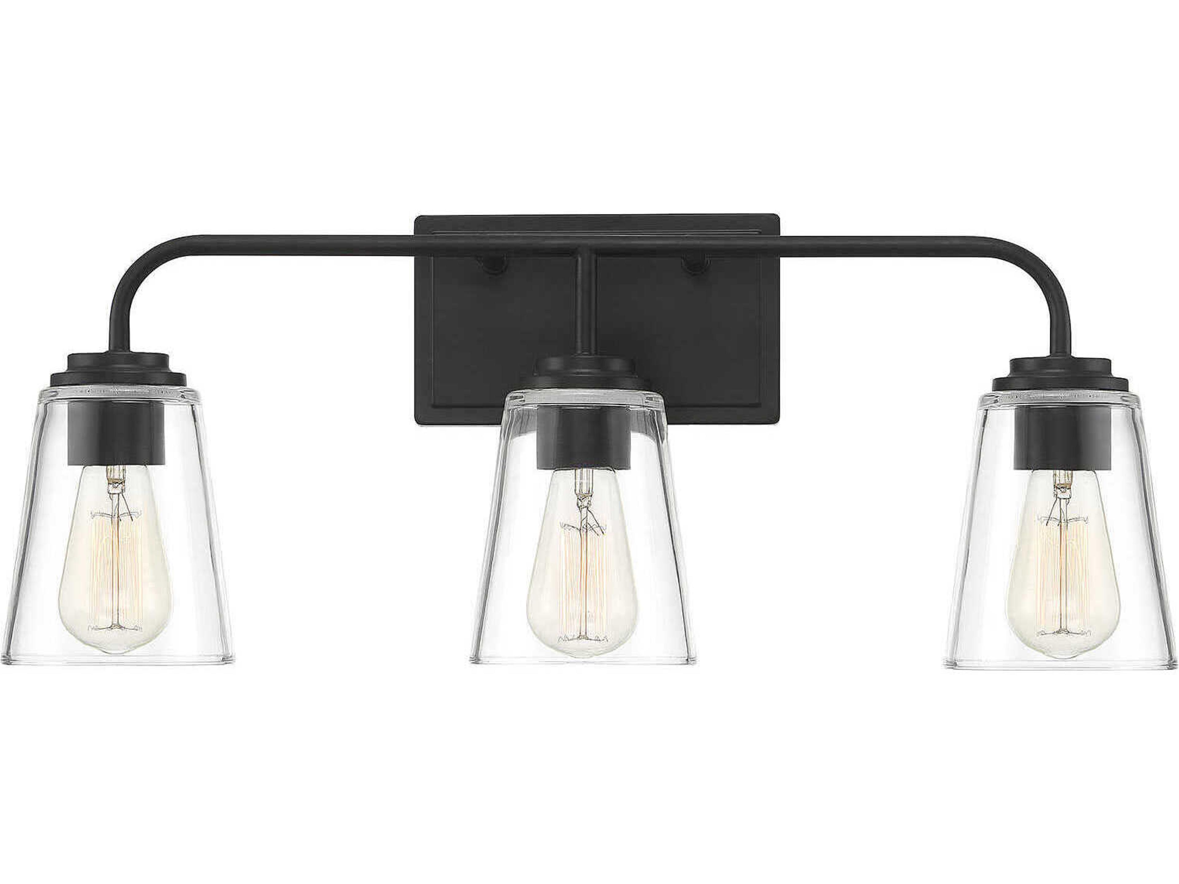 Meridian 3-Light Matte Black Glass Vanity Light