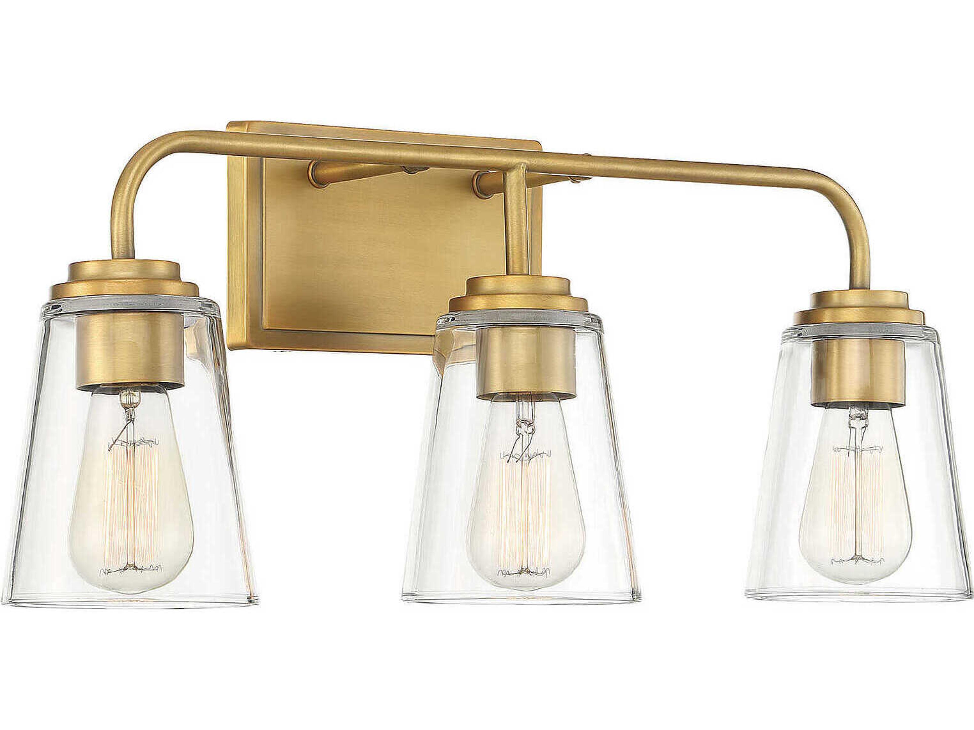 Savoy House Meridian 3-Light Natural Brass Glass Vanity Light