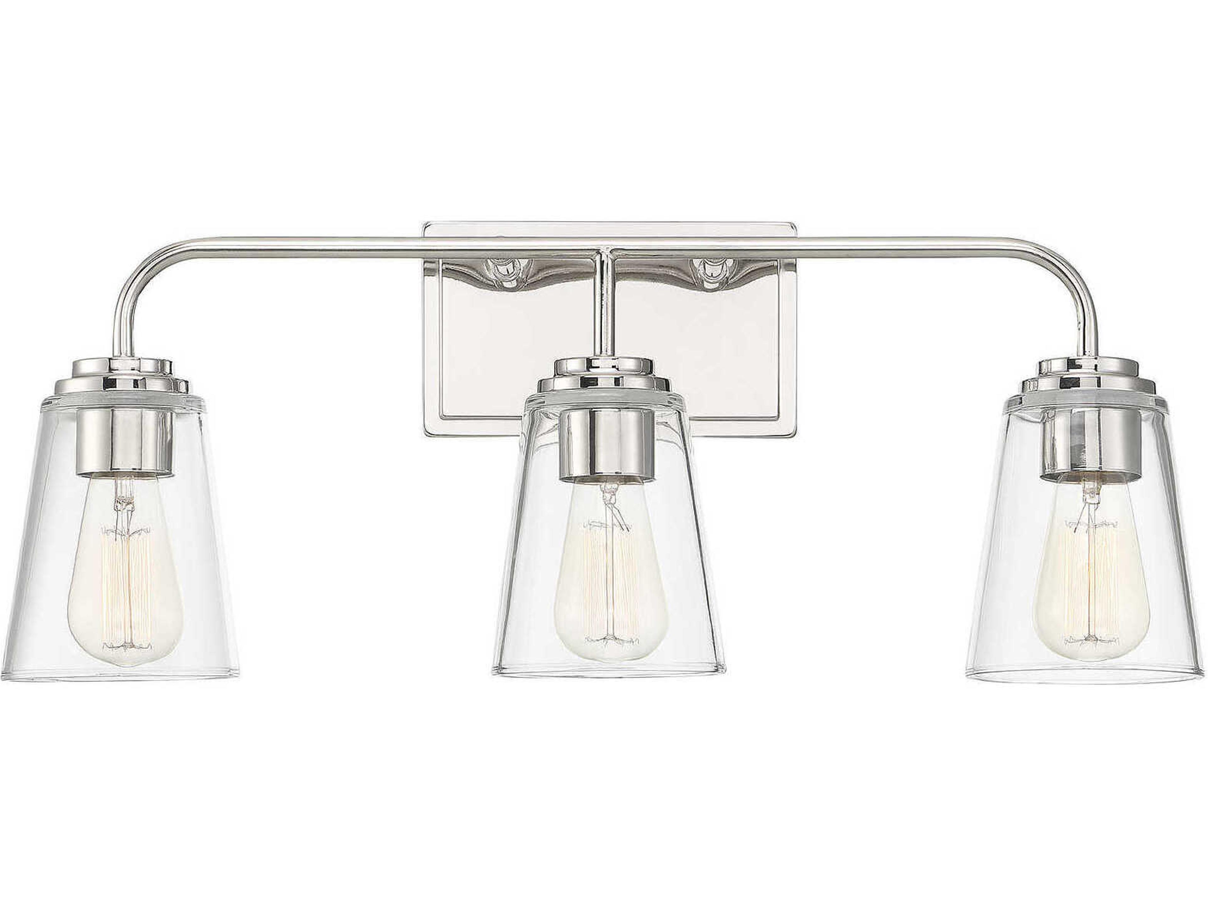 Meridian 3-Light Polished Nickel Glass Vanity Light