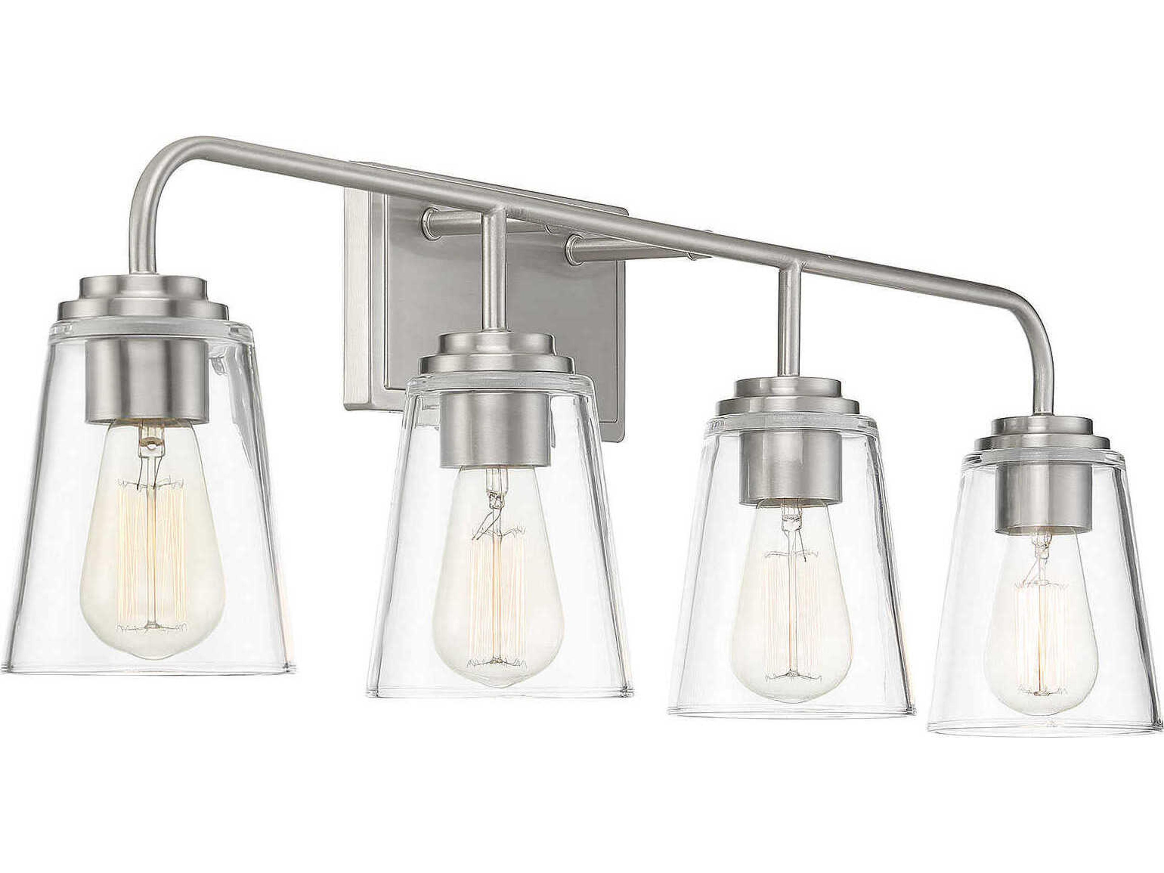 Savoy House Meridian 4-Light Brushed Nickel Glass Vanity Light