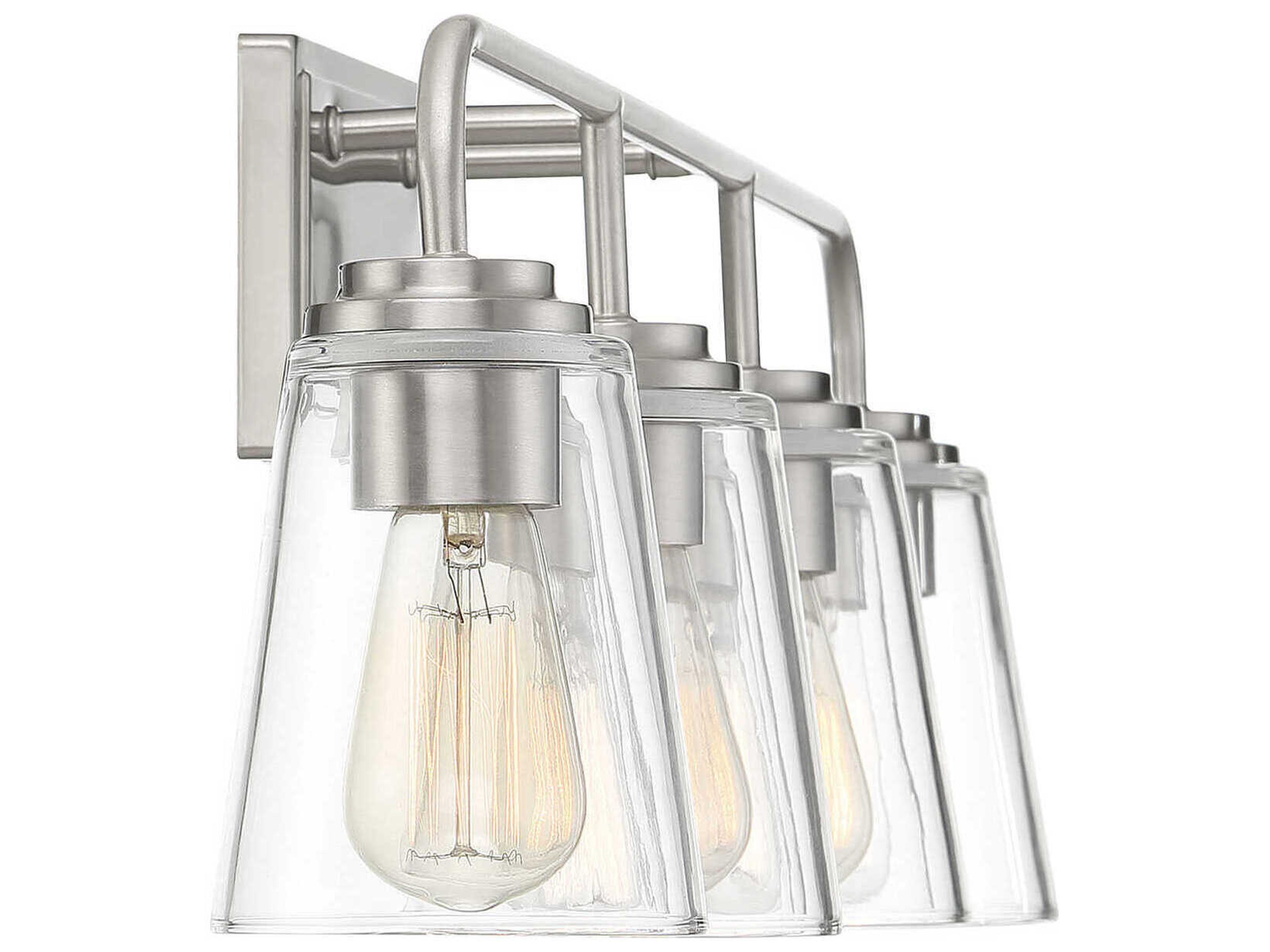 Savoy House Meridian 4-Light Brushed Nickel Glass Vanity Light