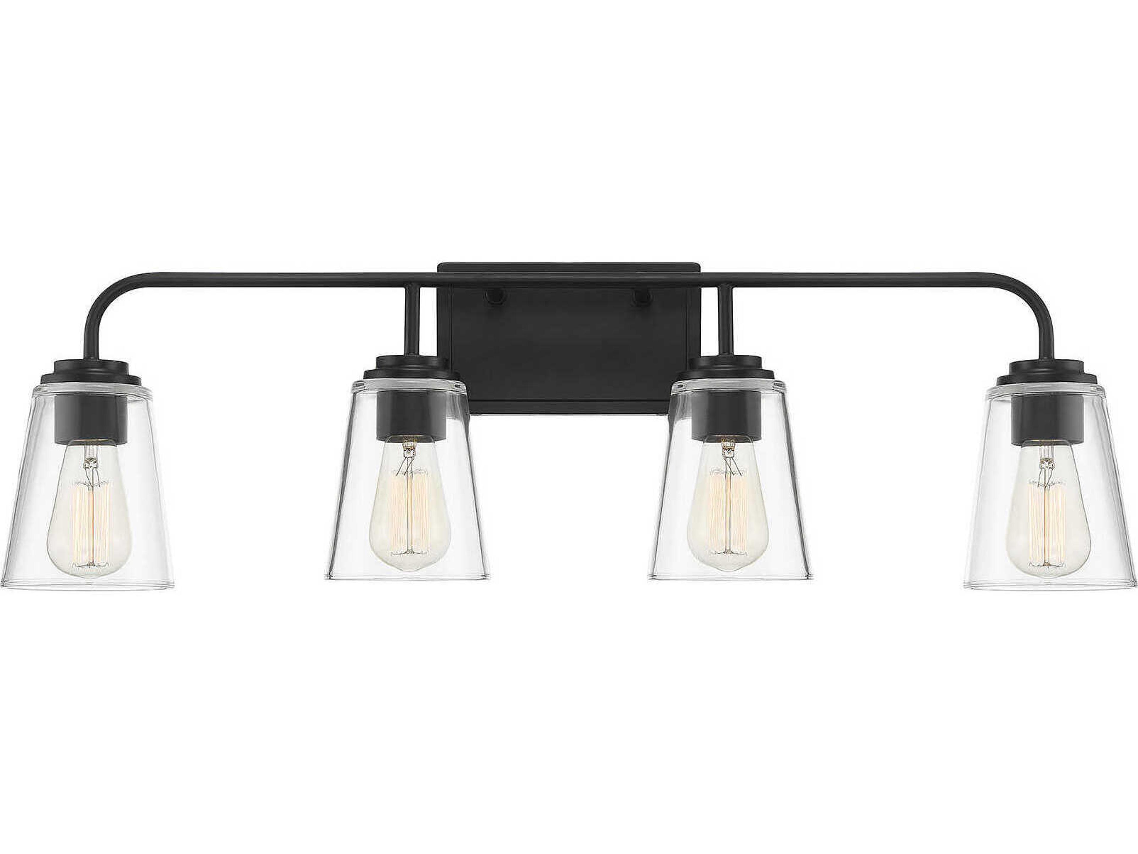 Meridian 4-Light Matte Black Glass Vanity Light