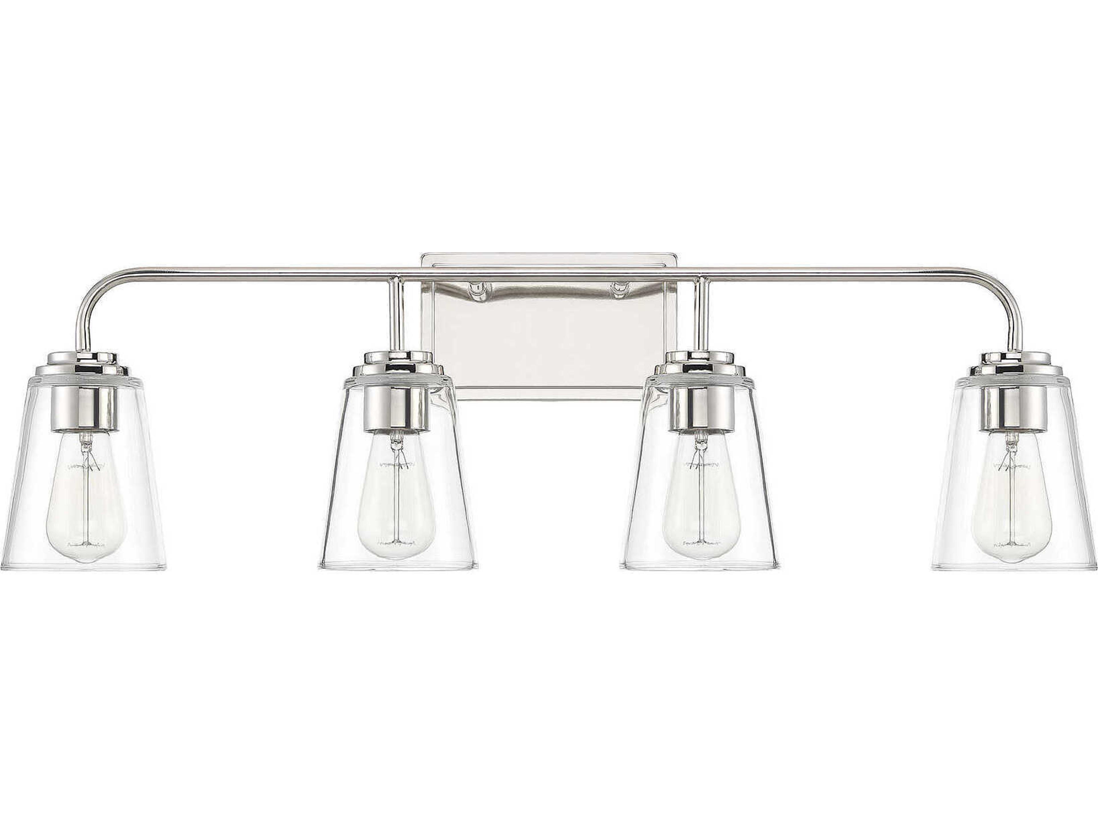 Savoy House Meridian 4-Light Polished Nickel Glass Vanity Light
