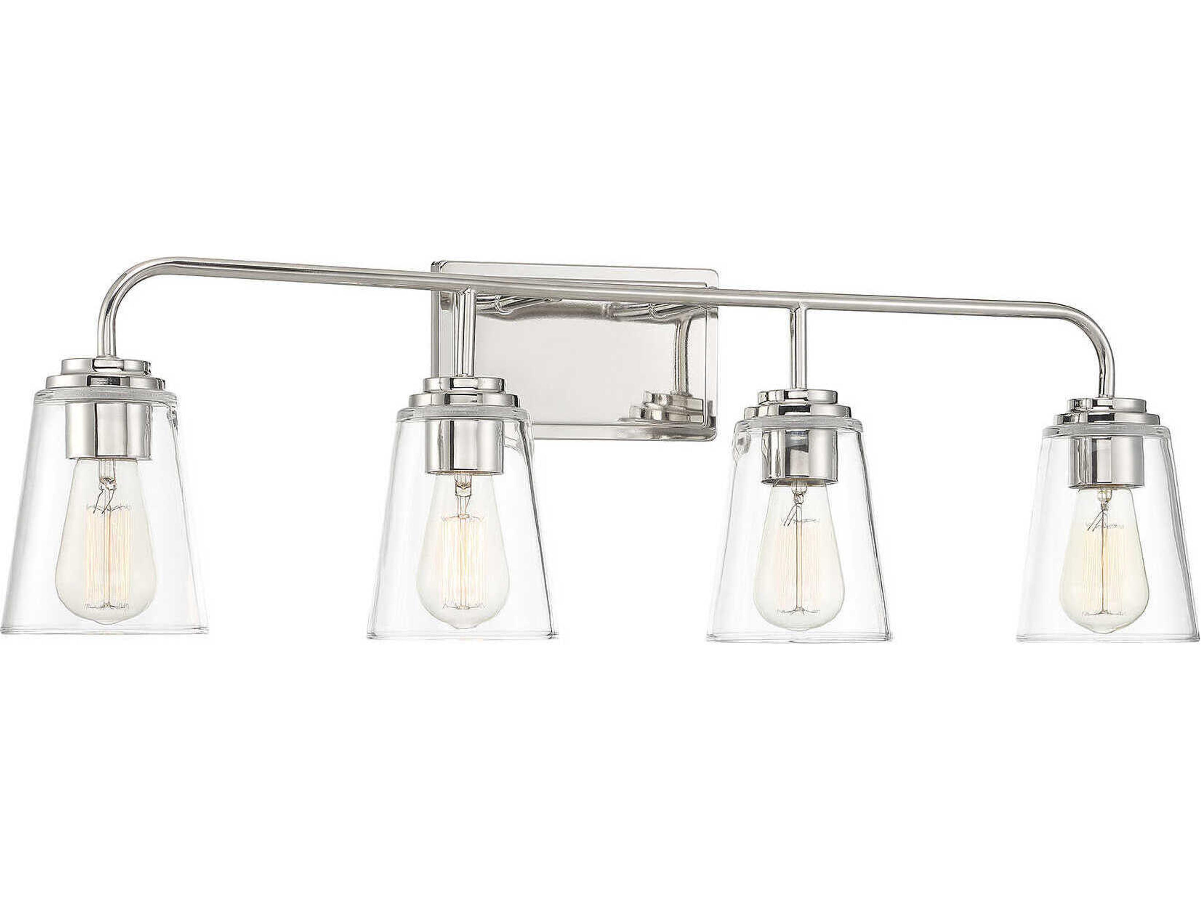 Savoy House Meridian 4-Light Polished Nickel Glass Vanity Light