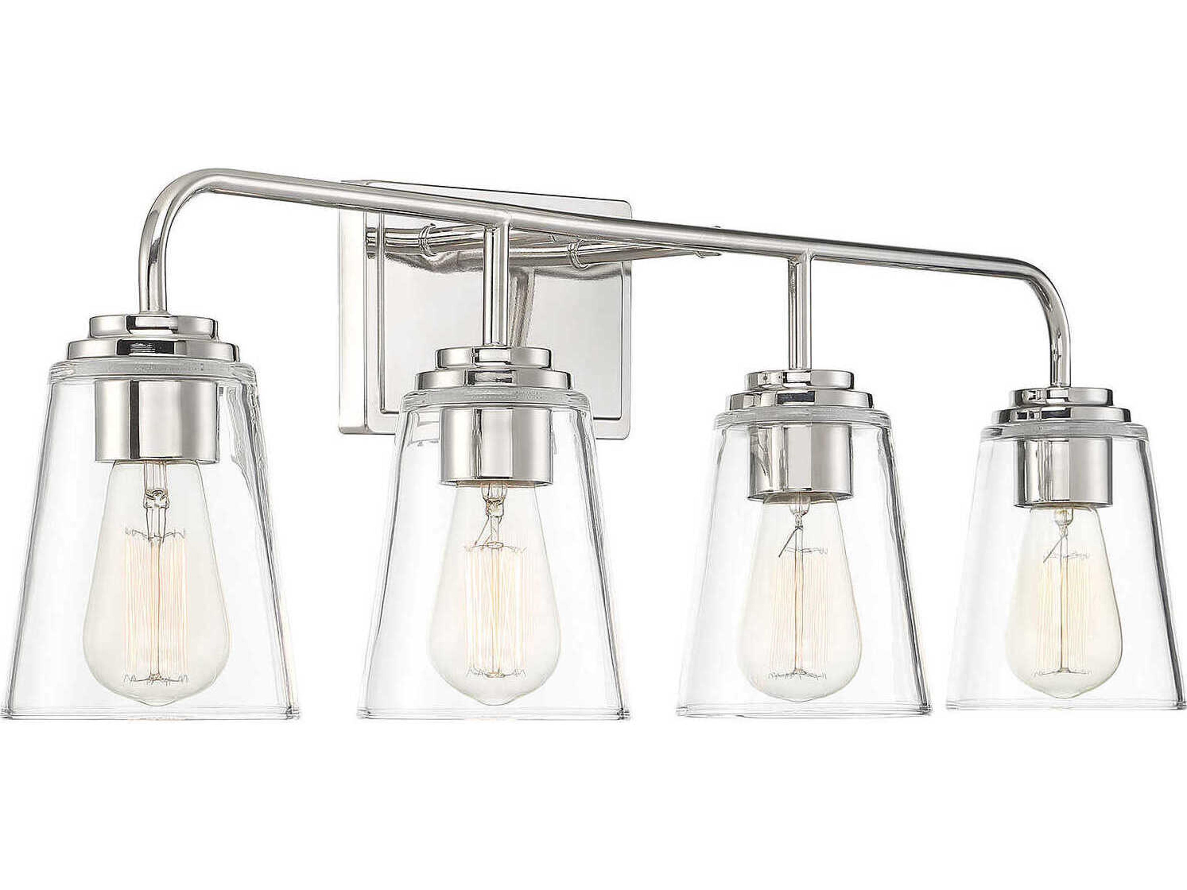 Savoy House Meridian 4-Light Polished Nickel Glass Vanity Light