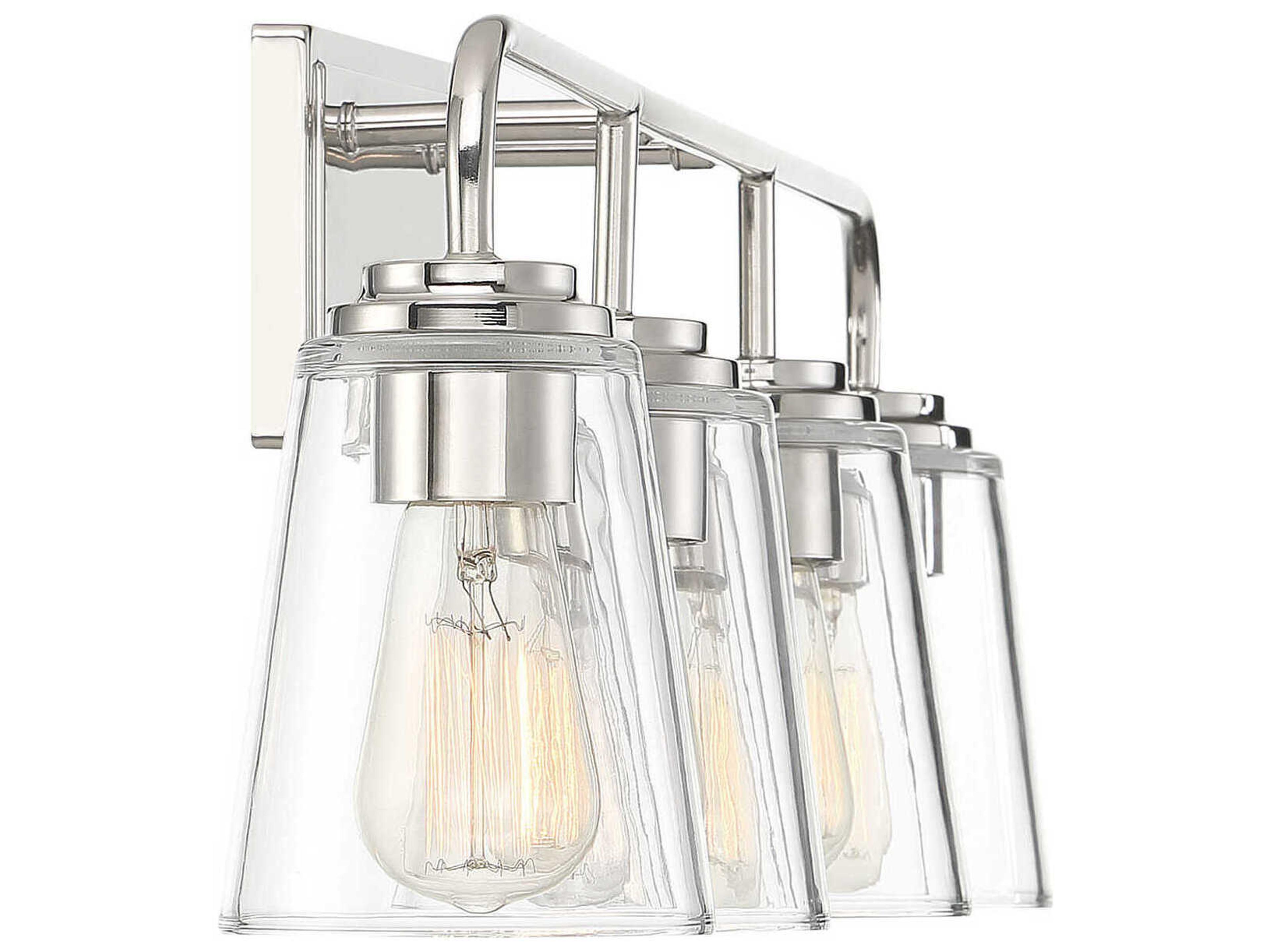 Savoy House Meridian 4-Light Polished Nickel Glass Vanity Light