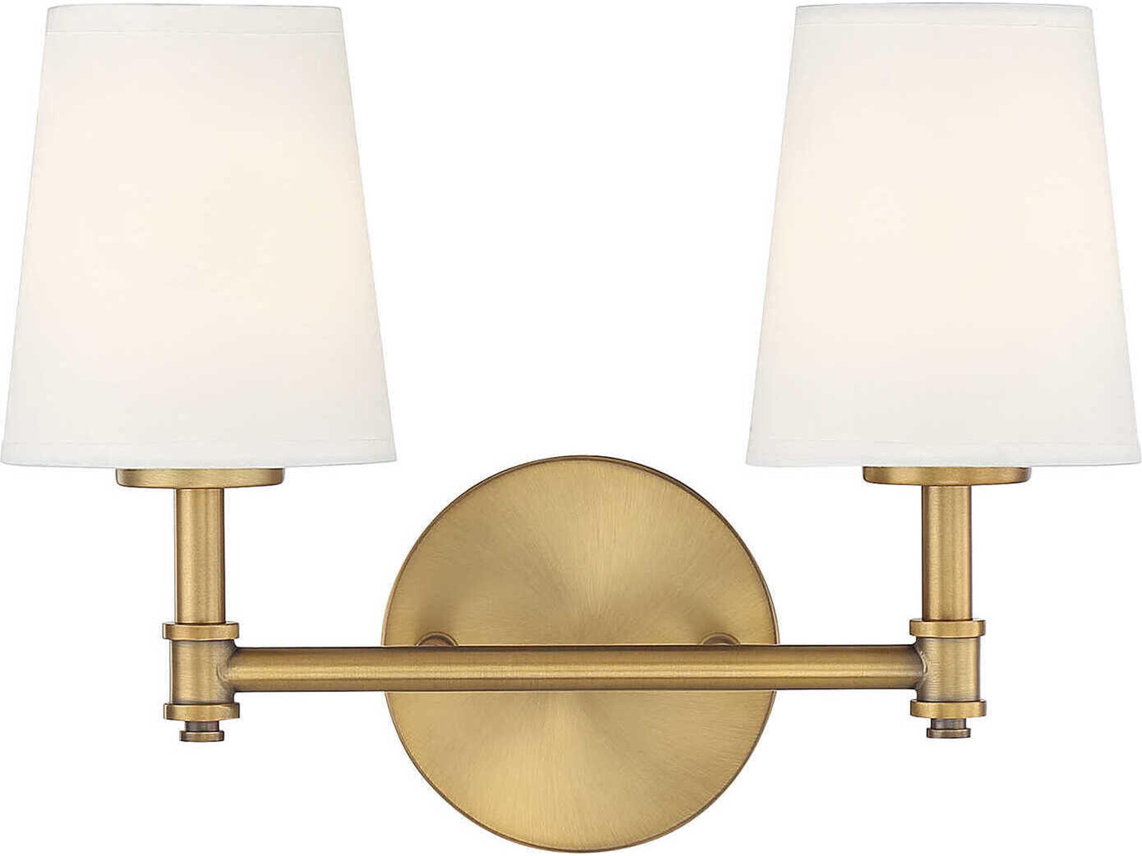 Meridian 2-Light Natural Brass Vanity Light