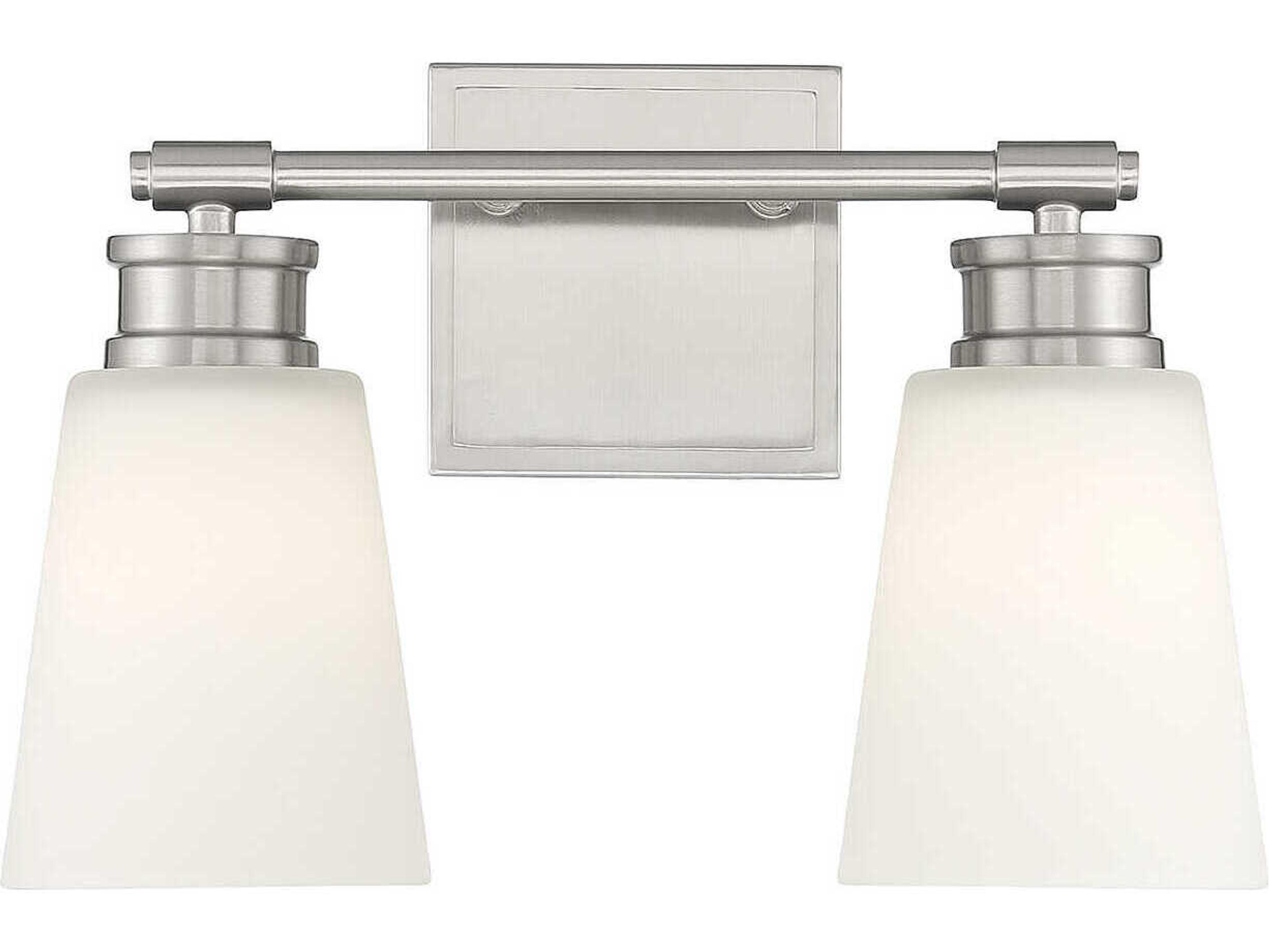 Meridian 2-Light Brushed Nickel Glass Vanity Light