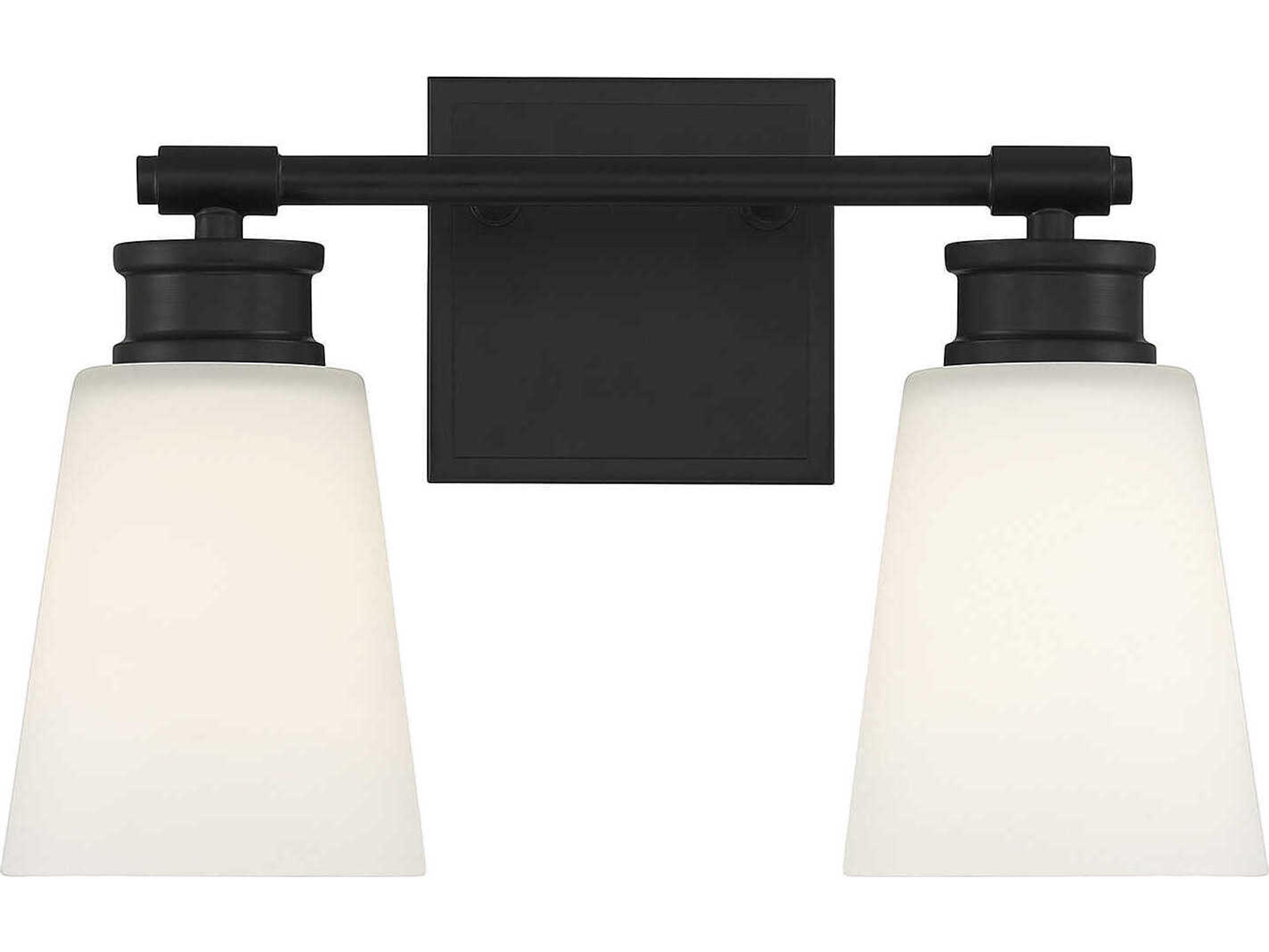 Meridian 2-Light Matte Black Glass Vanity Light