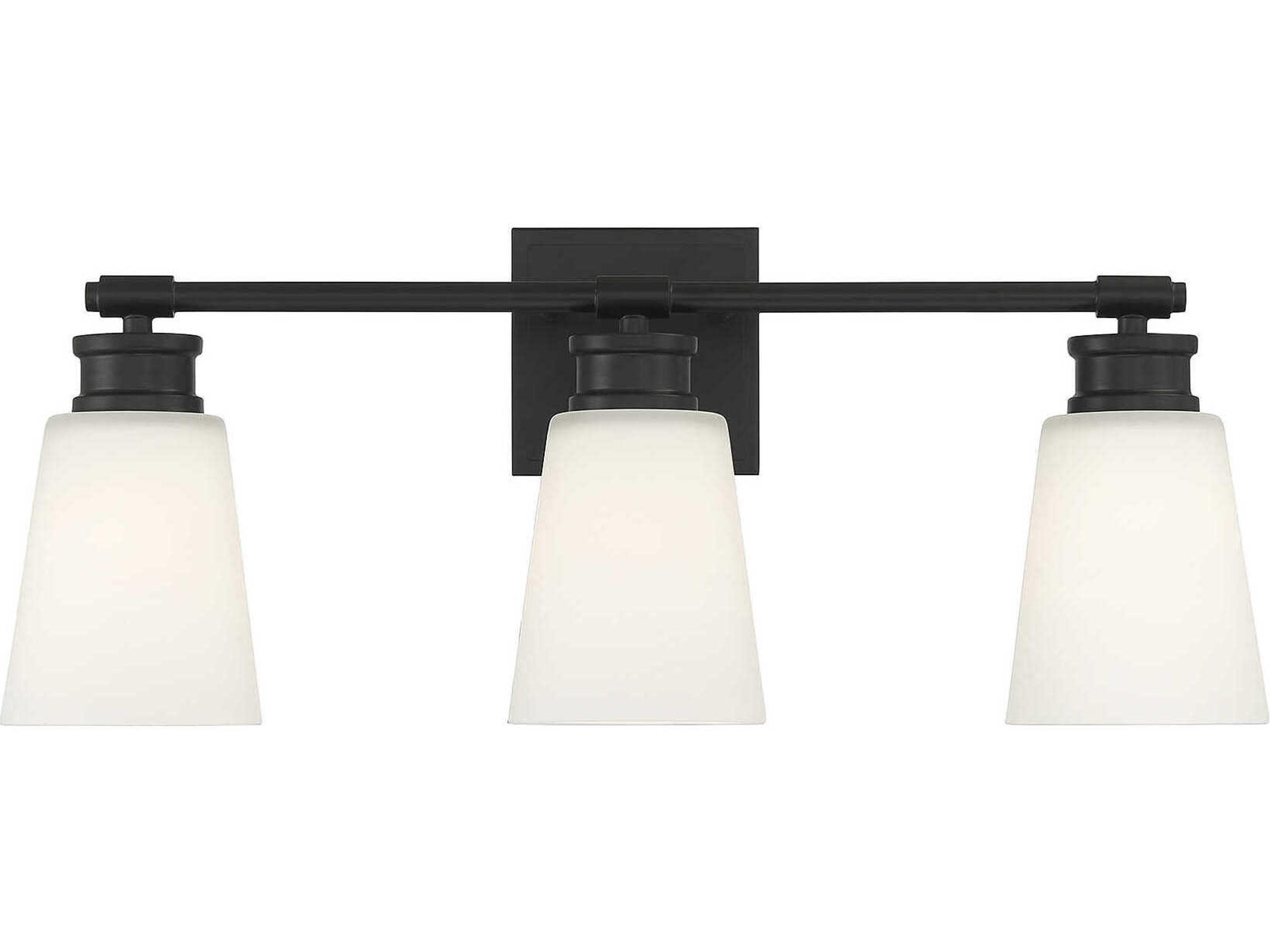Meridian 3-Light Matte Black Glass Vanity Light