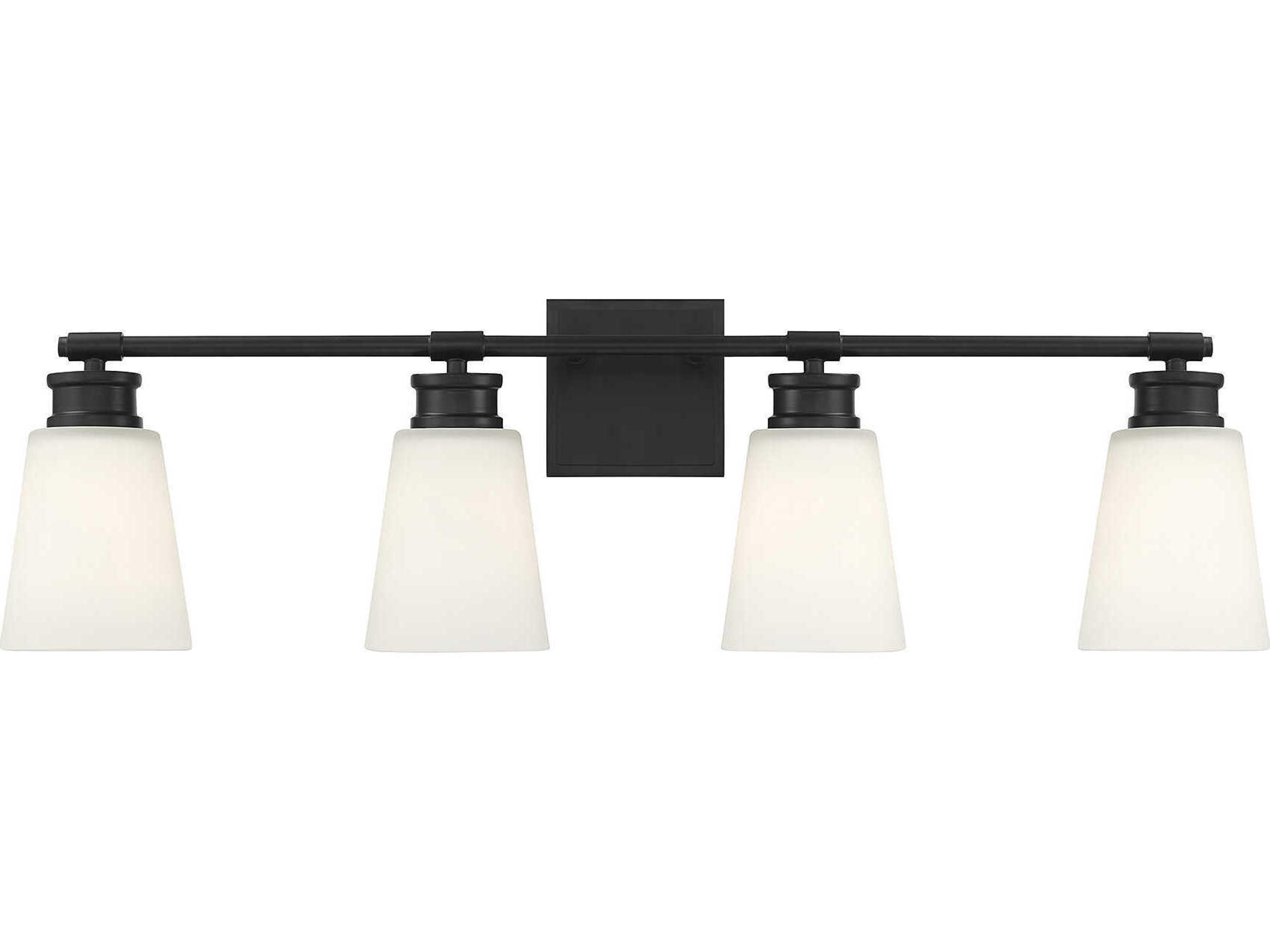 Meridian 4-Light Matte Black Glass Vanity Light