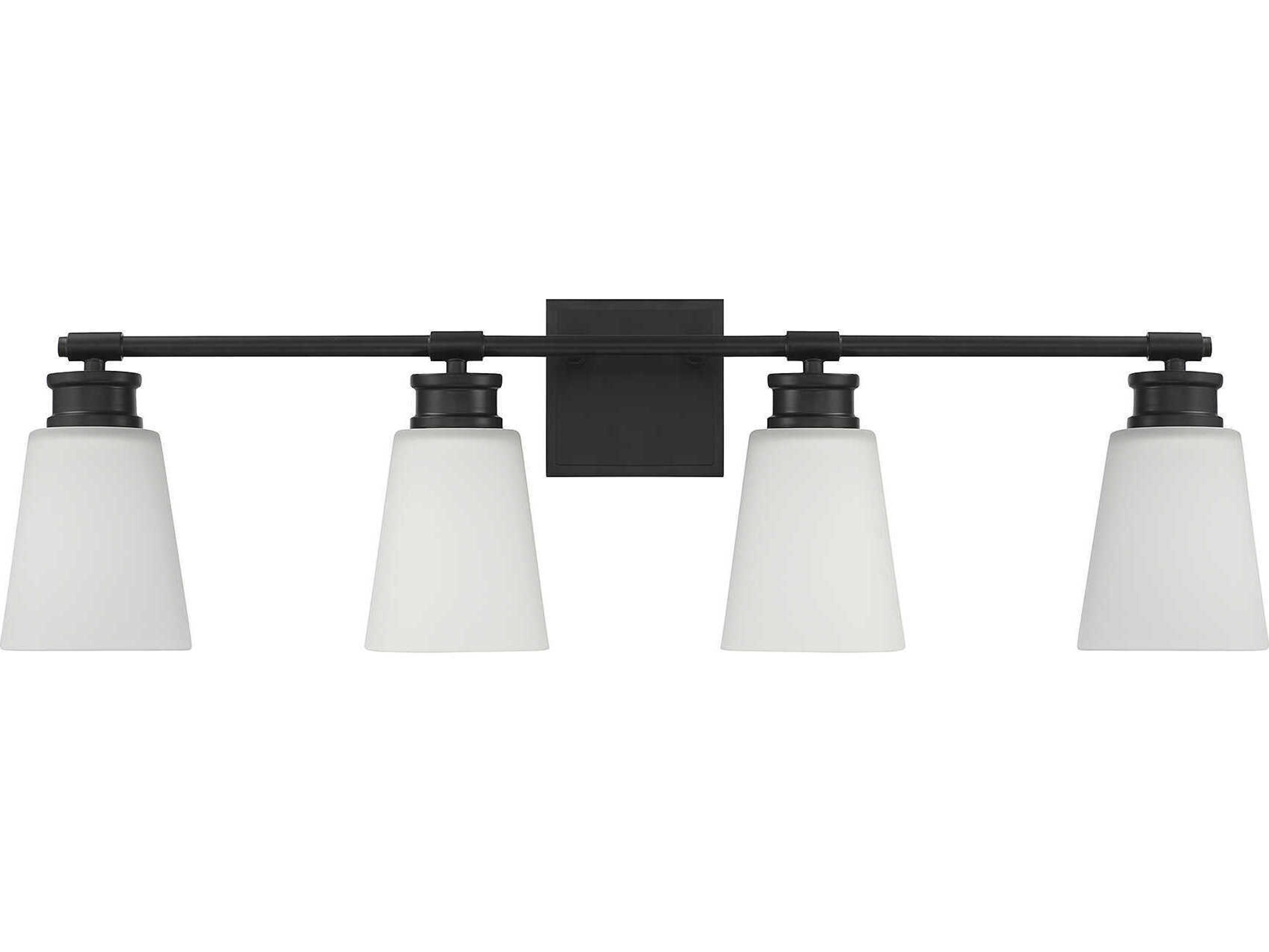 Savoy House Meridian 4-Light Matte Black Glass Vanity Light