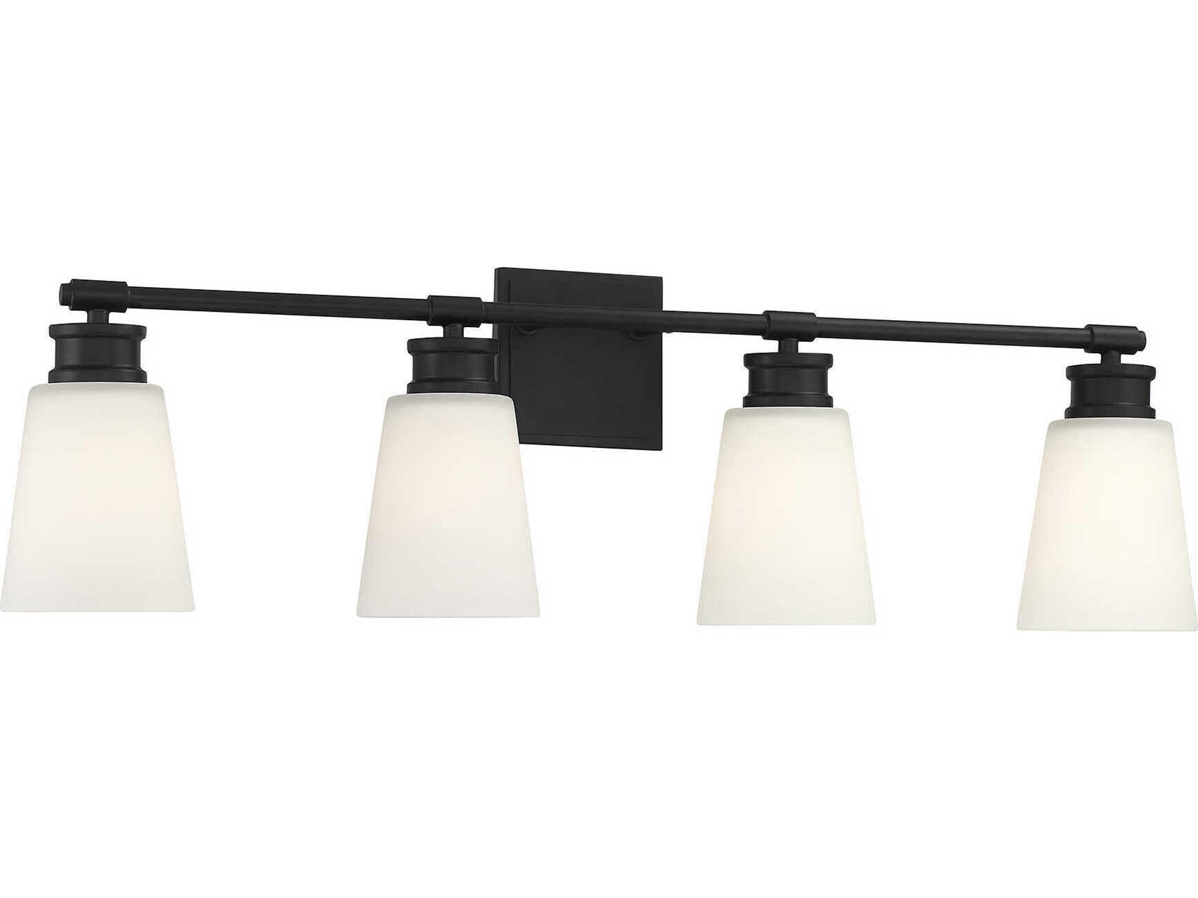Savoy House Meridian 4-Light Matte Black Glass Vanity Light
