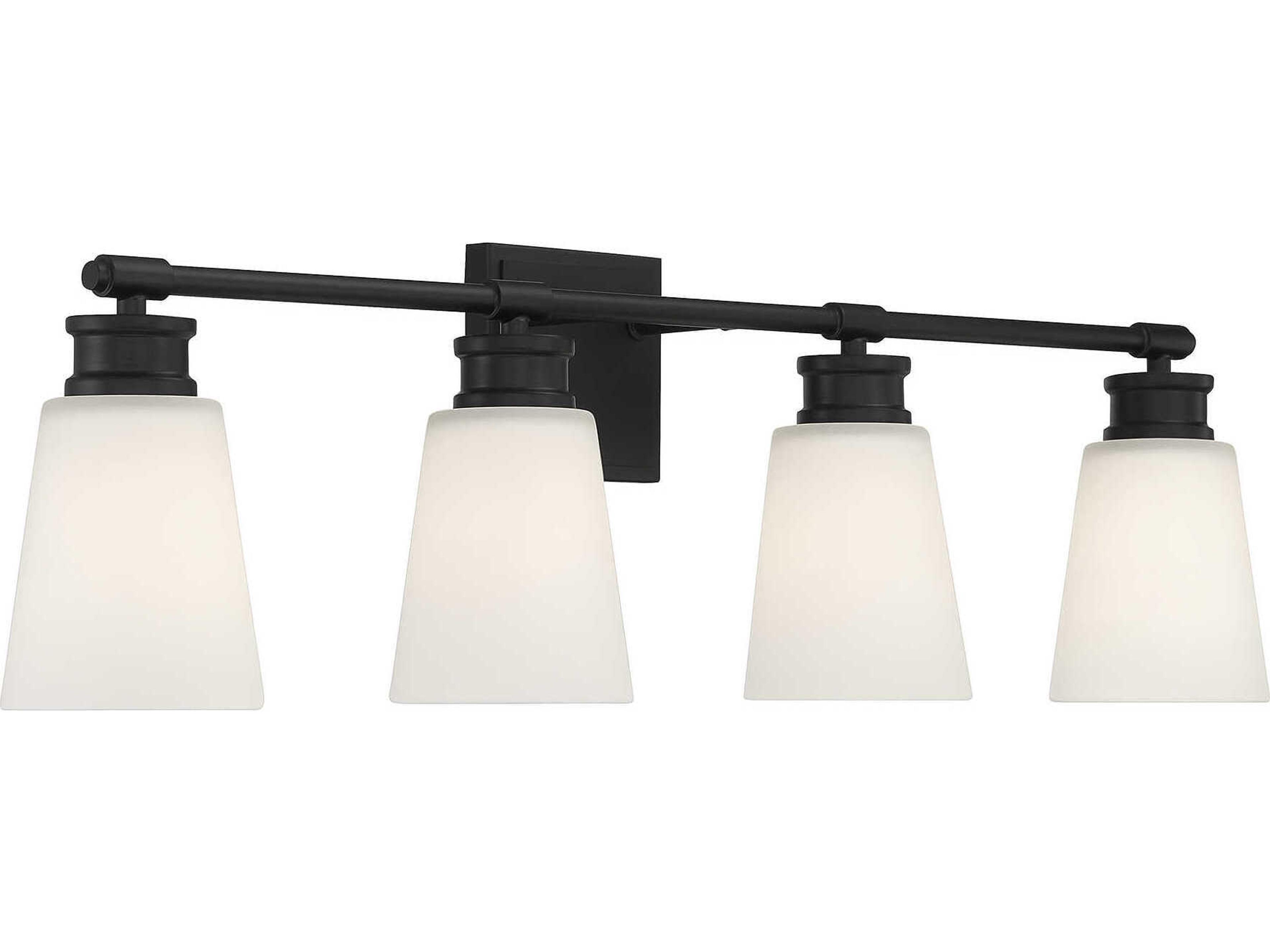 Savoy House Meridian 4-Light Matte Black Glass Vanity Light
