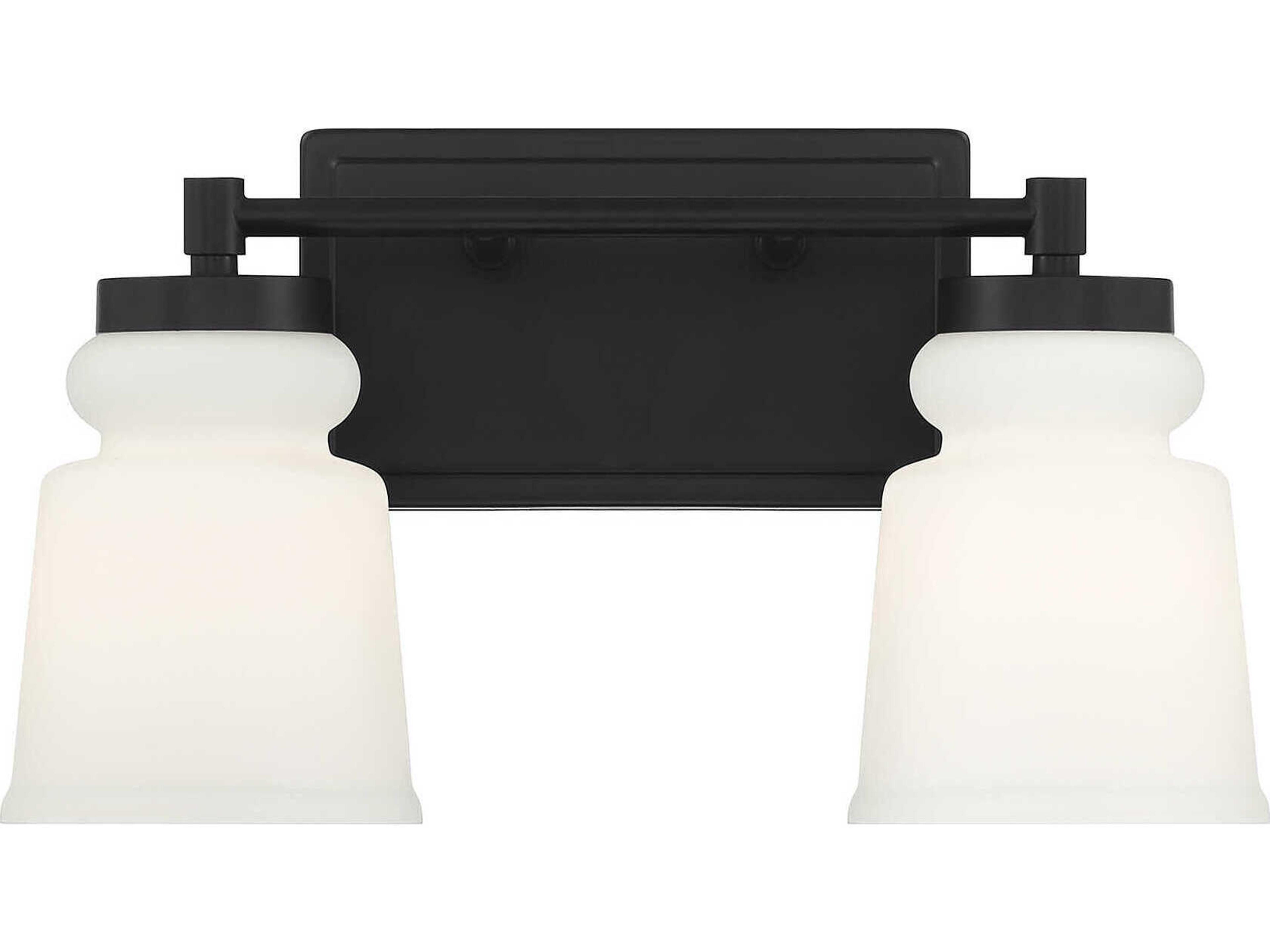 Meridian 2-Light Matte Black Glass Vanity Light