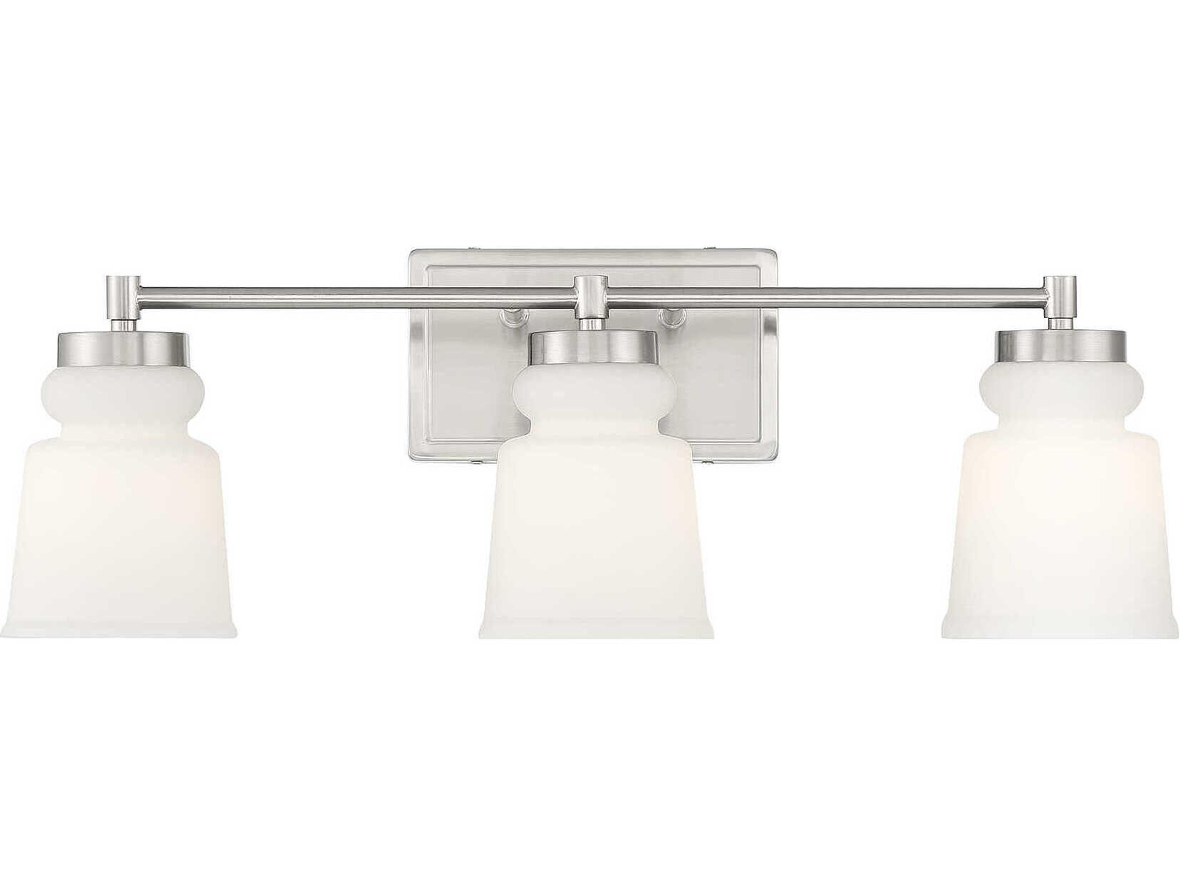 Meridian 3-Light Brushed Nickel Glass Vanity Light