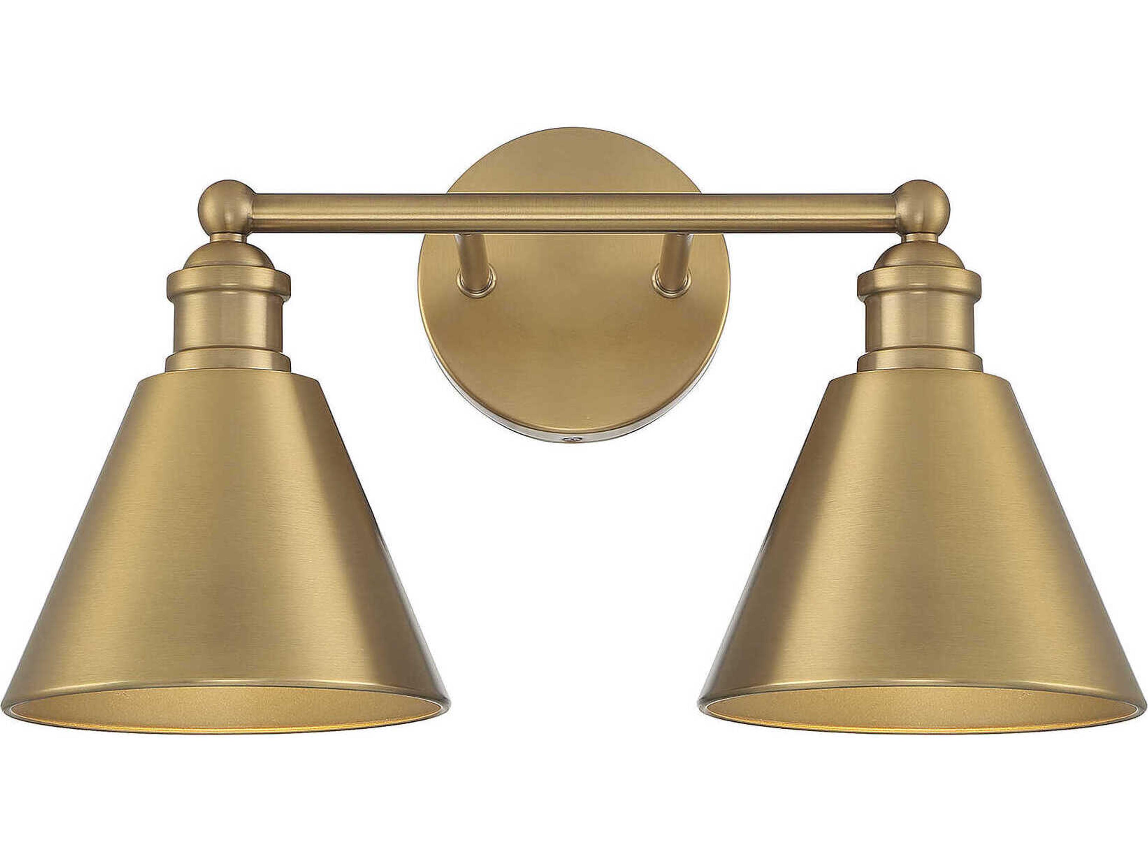 Meridian 2-Light Natural Brass Vanity Light