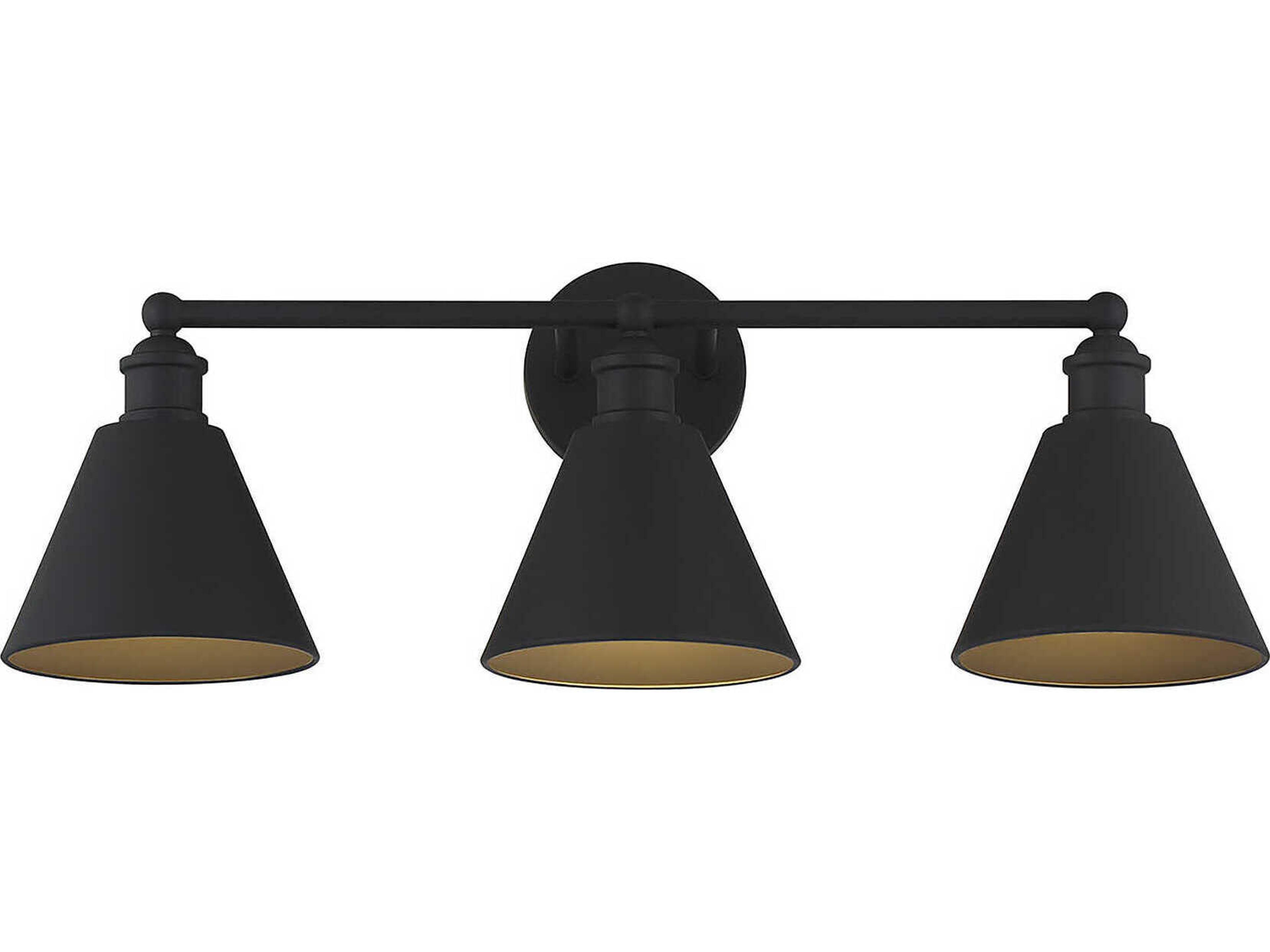 Meridian 3-Light Matte Black Vanity Light