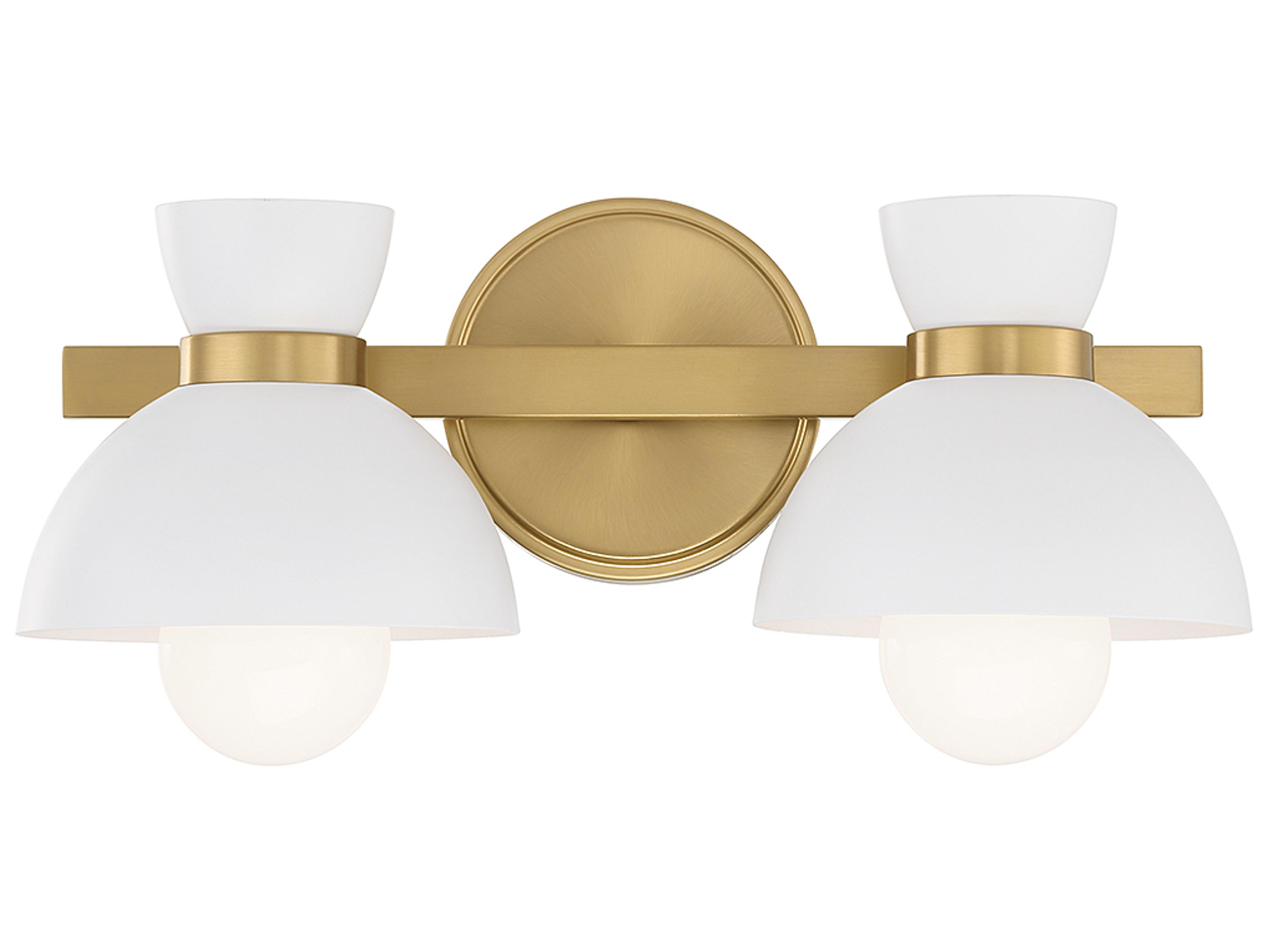 Meridian 2-Light Natural Brass Vanity Light