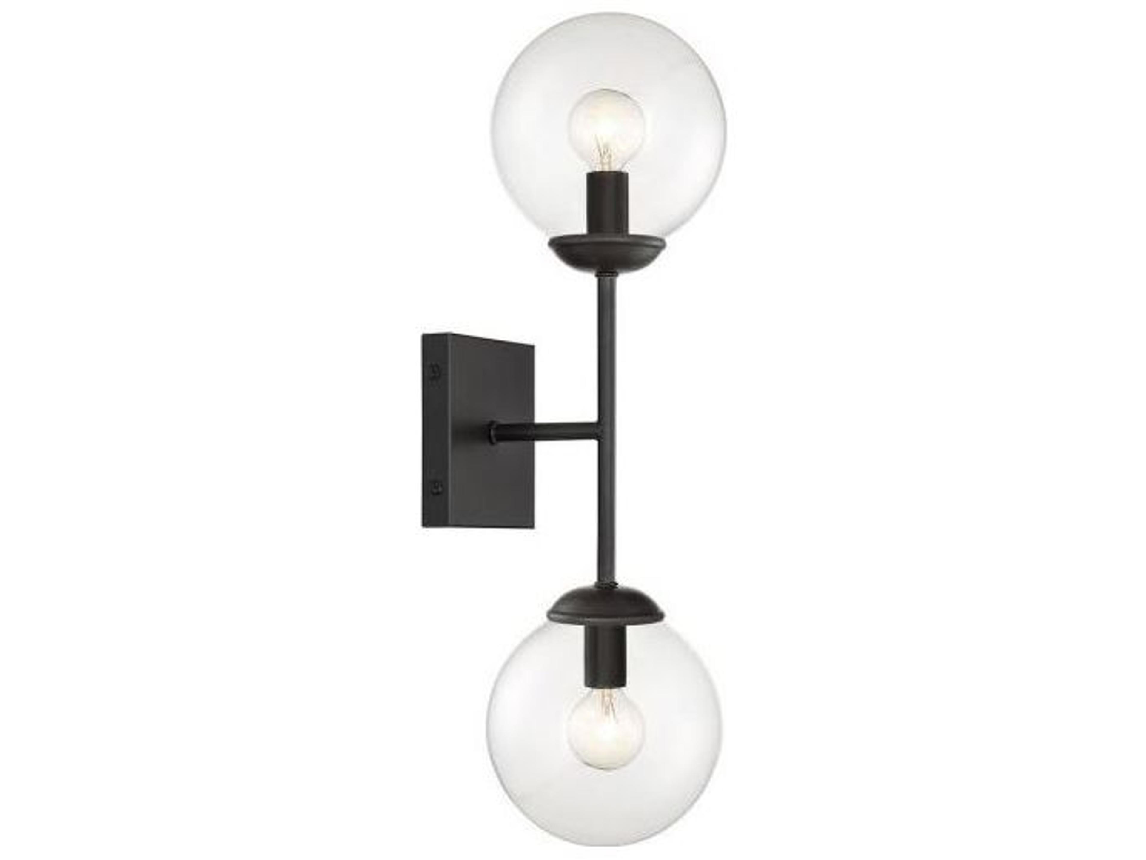 Savoy House Meridian 2-Light Black Glass Wall Sconce