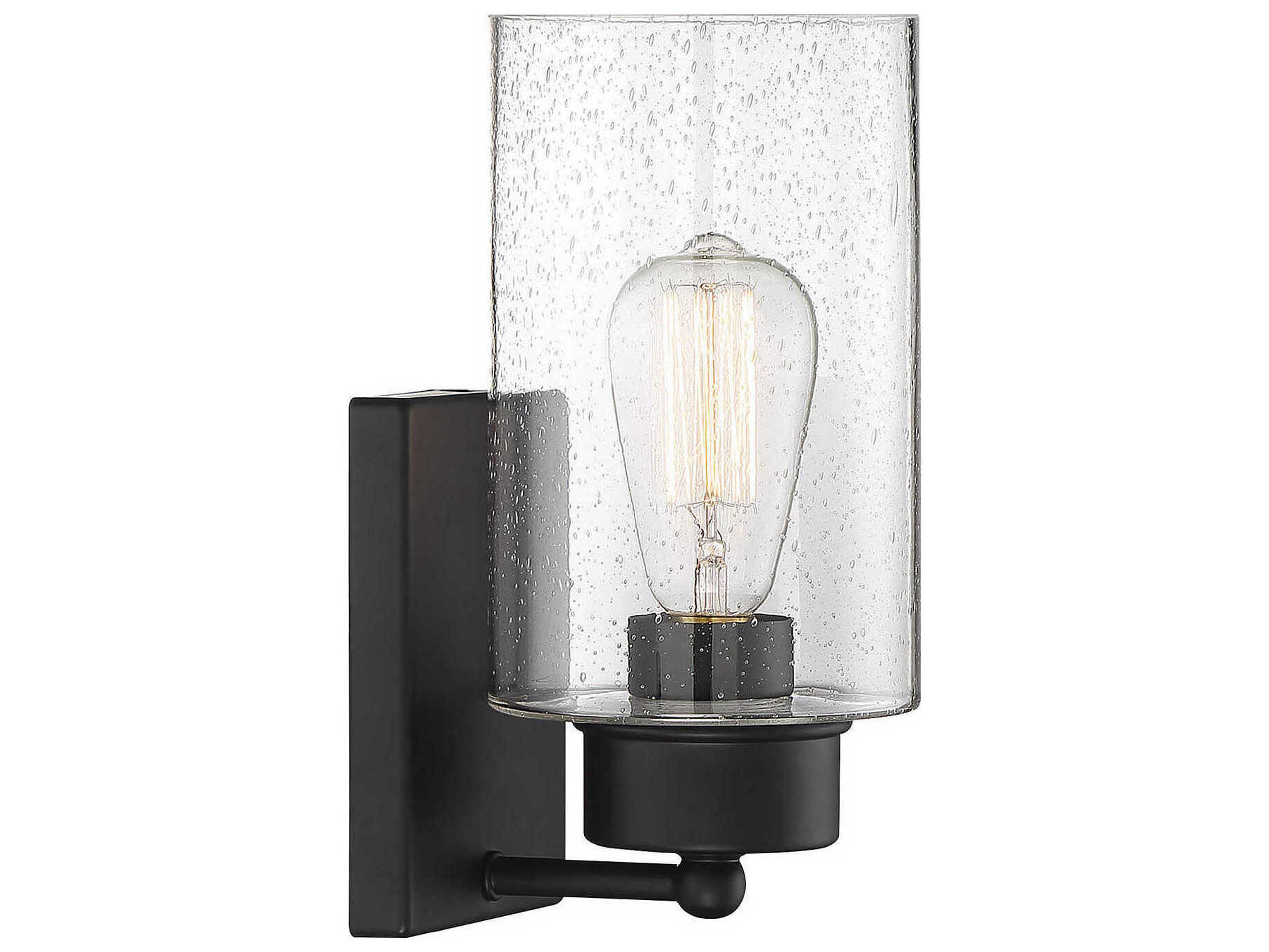 Savoy House Meridian 1-Light Matte Black Glass Wall Sconce